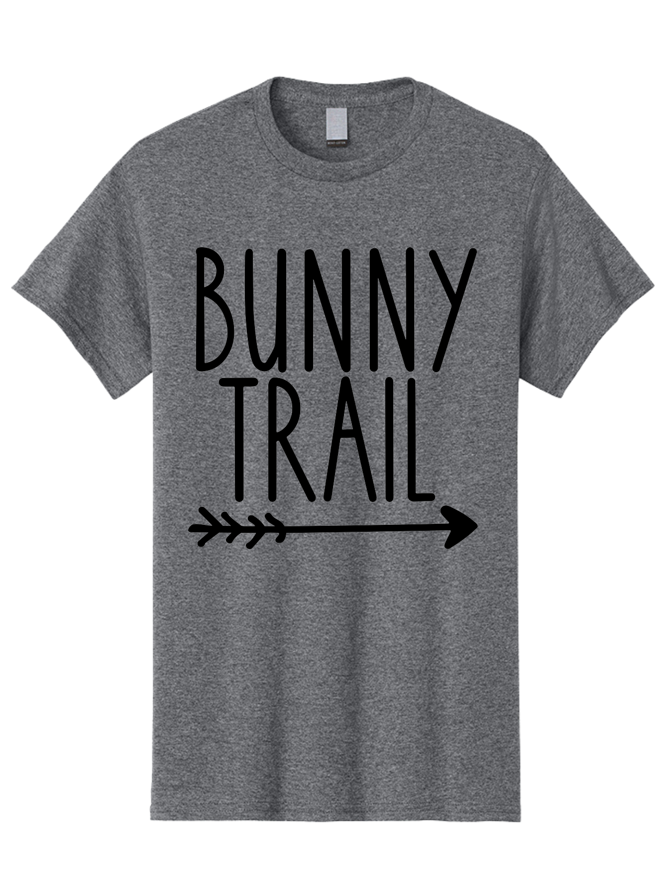 Bunny Trail This Way Men'S Graphic Tee, 100% Cotton, Comfortable Casual Summer Wear, Machine Washable, Bunny Trail, Arrow Graphic, Directional Signage, Playful Design, Whimsical Theme, Black Text, Bold Font, Graphic Illustration, Easter Theme, Aae162