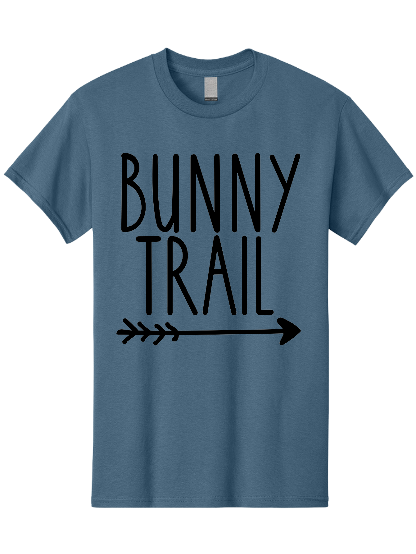 Bunny Trail This Way Men'S Graphic Tee, 100% Cotton, Comfortable Casual Summer Wear, Machine Washable, Bunny Trail, Arrow Graphic, Directional Signage, Playful Design, Whimsical Theme, Black Text, Bold Font, Graphic Illustration, Easter Theme, Aae162
