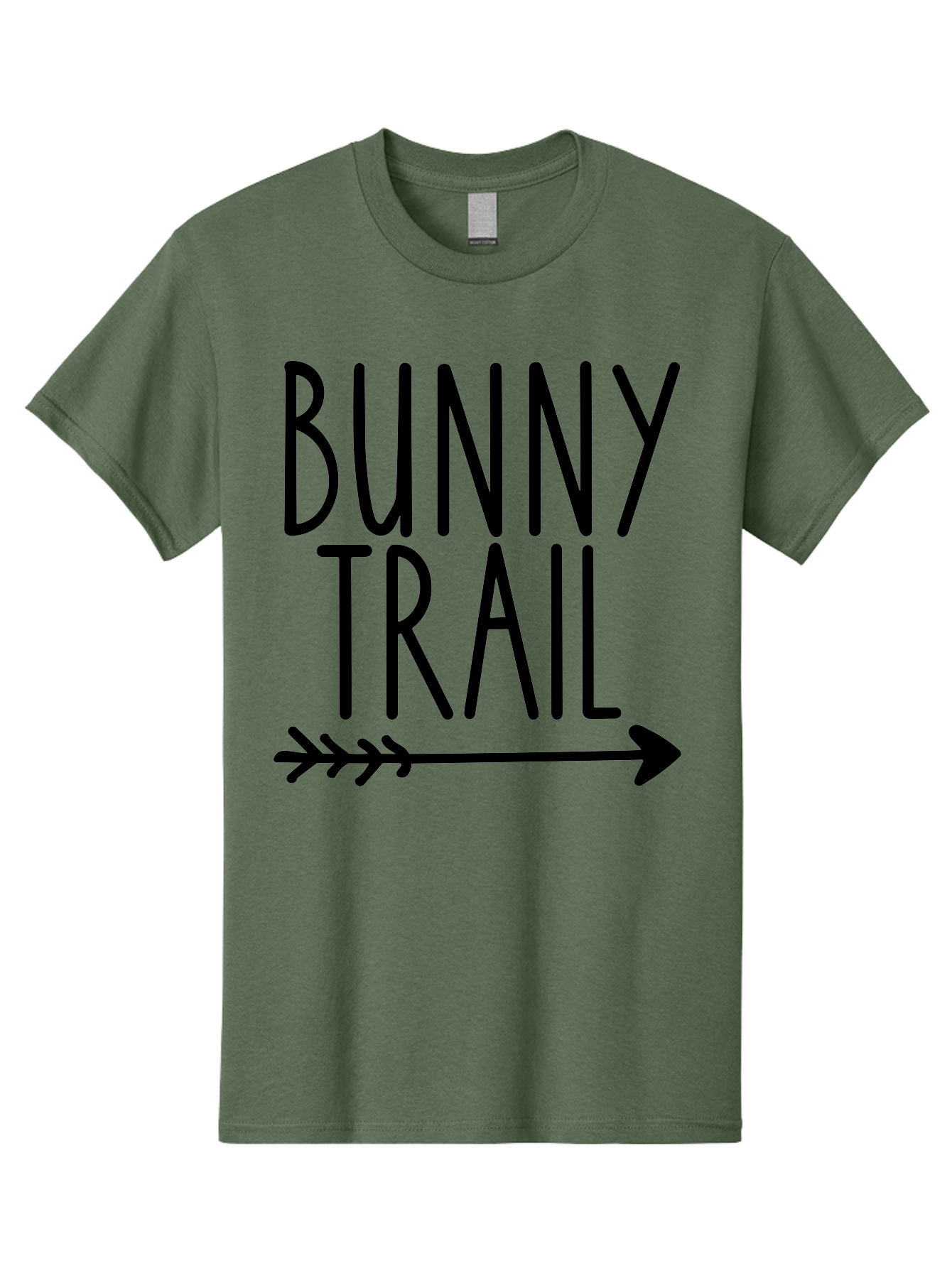 Bunny Trail This Way Men'S Graphic Tee, 100% Cotton, Comfortable Casual Summer Wear, Machine Washable, Bunny Trail, Arrow Graphic, Directional Signage, Playful Design, Whimsical Theme, Black Text, Bold Font, Graphic Illustration, Easter Theme, Aae162