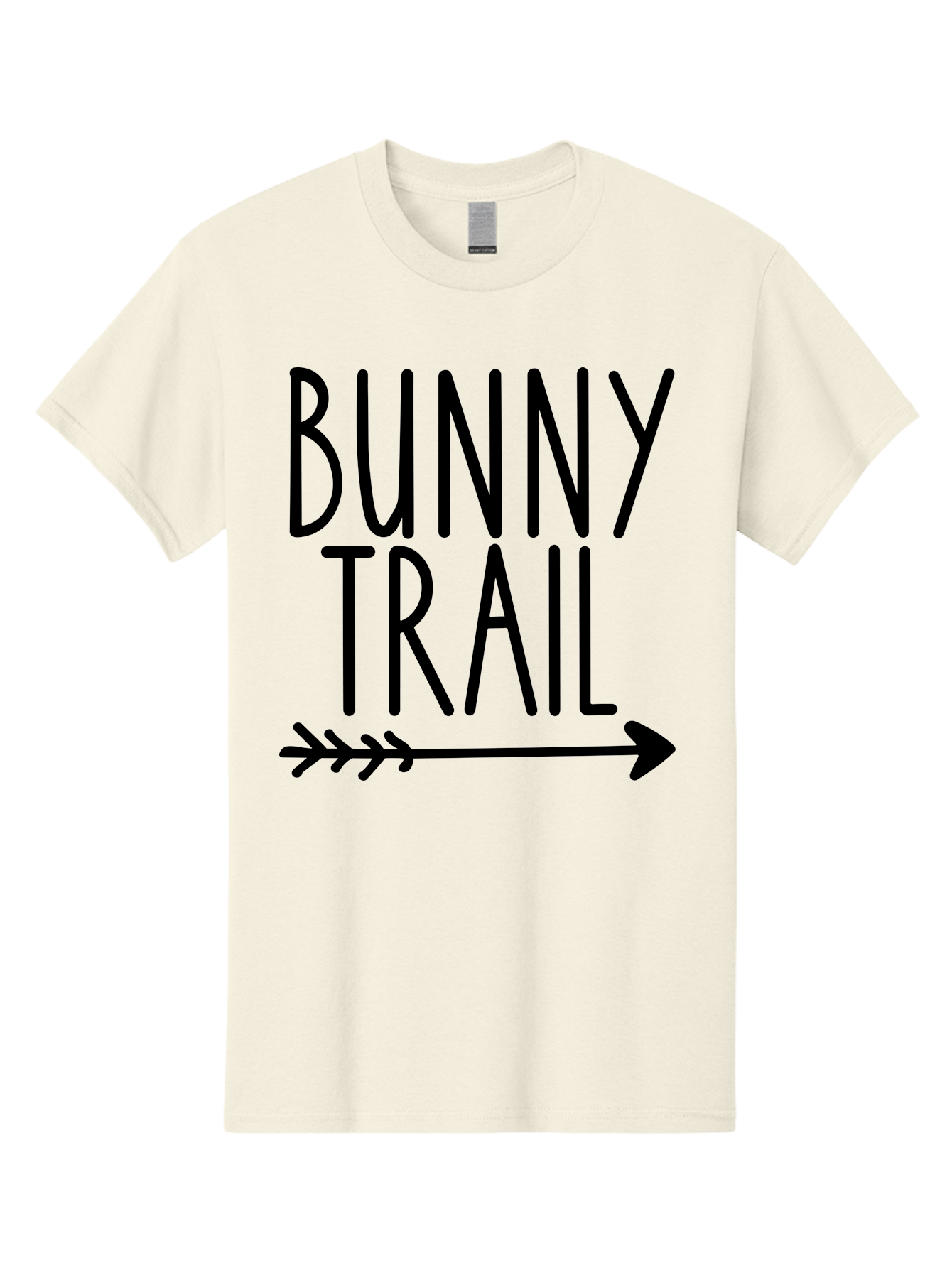 Bunny Trail This Way Men'S Graphic Tee, 100% Cotton, Comfortable Casual Summer Wear, Machine Washable, Bunny Trail, Arrow Graphic, Directional Signage, Playful Design, Whimsical Theme, Black Text, Bold Font, Graphic Illustration, Easter Theme, Aae162