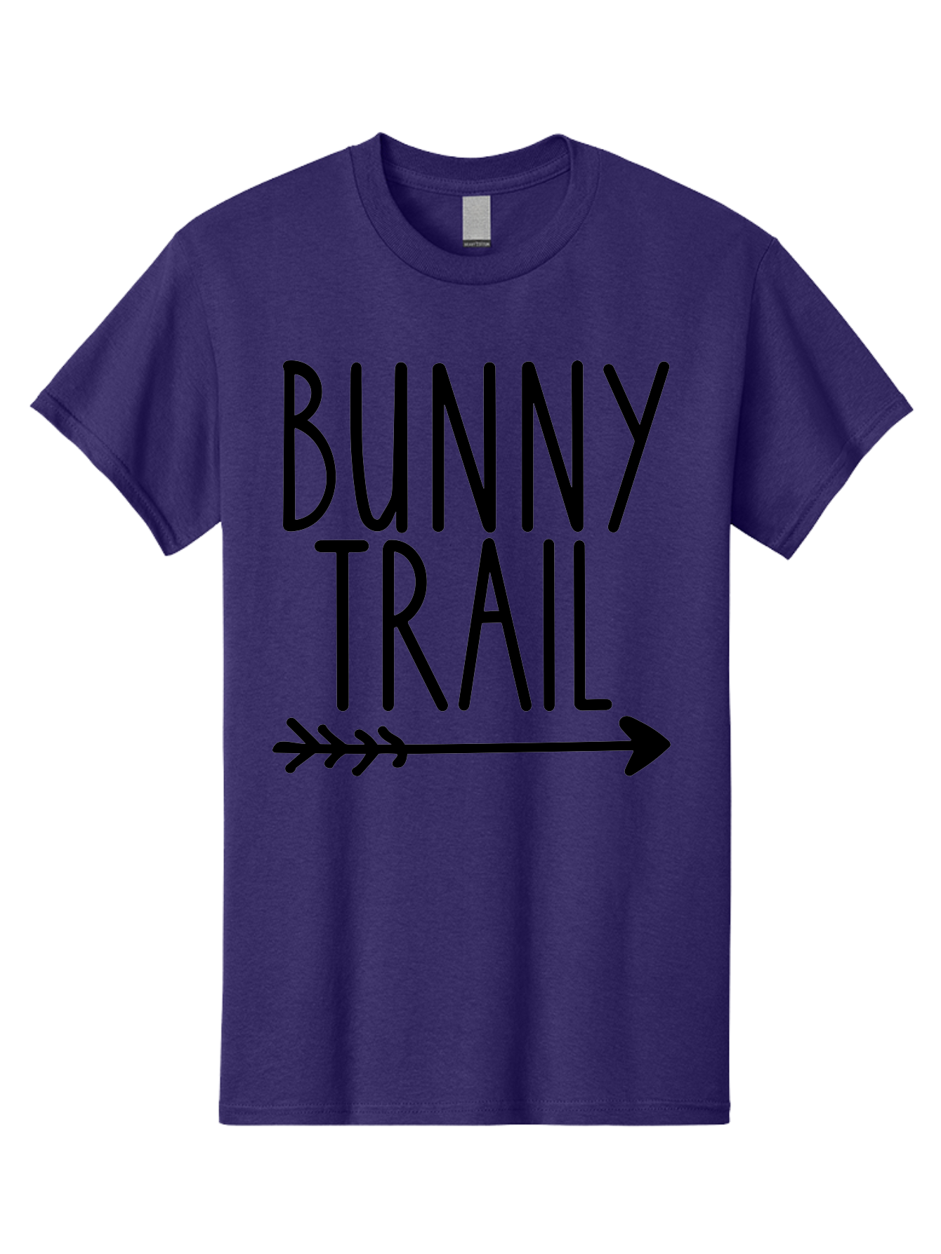 Bunny Trail This Way Men'S Graphic Tee, 100% Cotton, Comfortable Casual Summer Wear, Machine Washable, Bunny Trail, Arrow Graphic, Directional Signage, Playful Design, Whimsical Theme, Black Text, Bold Font, Graphic Illustration, Easter Theme, Aae162