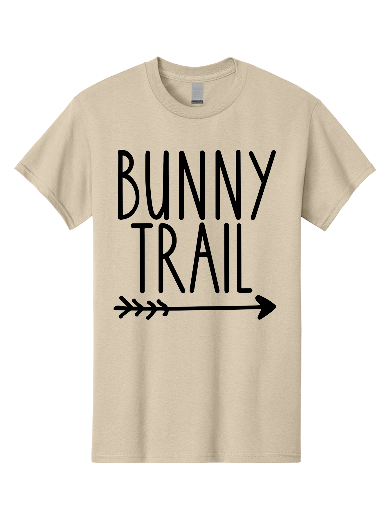 Bunny Trail This Way Men'S Graphic Tee, 100% Cotton, Comfortable Casual Summer Wear, Machine Washable, Bunny Trail, Arrow Graphic, Directional Signage, Playful Design, Whimsical Theme, Black Text, Bold Font, Graphic Illustration, Easter Theme, Aae162