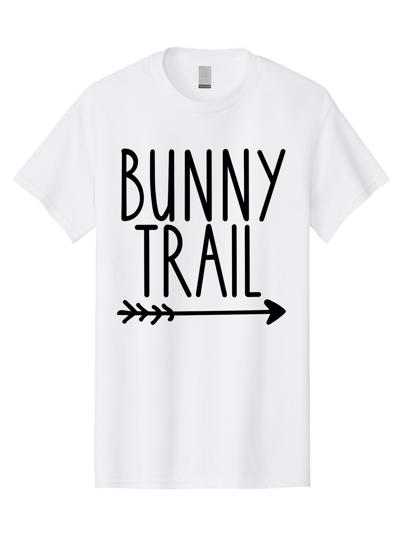 Bunny Trail This Way Men'S Graphic Tee, 100% Cotton, Comfortable Casual Summer Wear, Machine Washable, Bunny Trail, Arrow Graphic, Directional Signage, Playful Design, Whimsical Theme, Black Text, Bold Font, Graphic Illustration, Easter Theme, Aae162