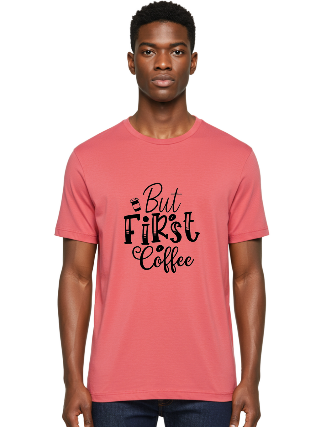 But First Coffee Men'S Graphic Tee, 100% Cotton, Comfortable Casual Summer Wear, Machine Washable, Coffee Lover, Morning Motivation, Caffeine Fix, Daily Grind, Coffee Culture, Coffee Quotes, Funny Sayings Aae163