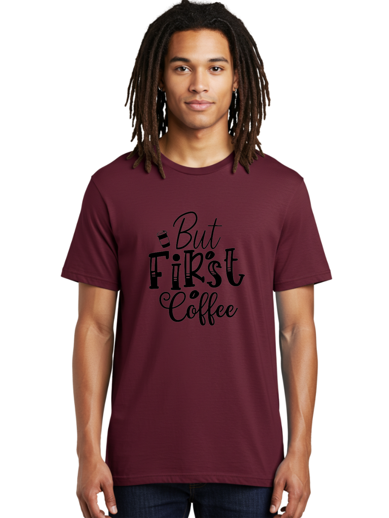 But First Coffee Men'S Graphic Tee, 100% Cotton, Comfortable Casual Summer Wear, Machine Washable, Coffee Lover, Morning Motivation, Caffeine Fix, Daily Grind, Coffee Culture, Coffee Quotes, Funny Sayings Aae163