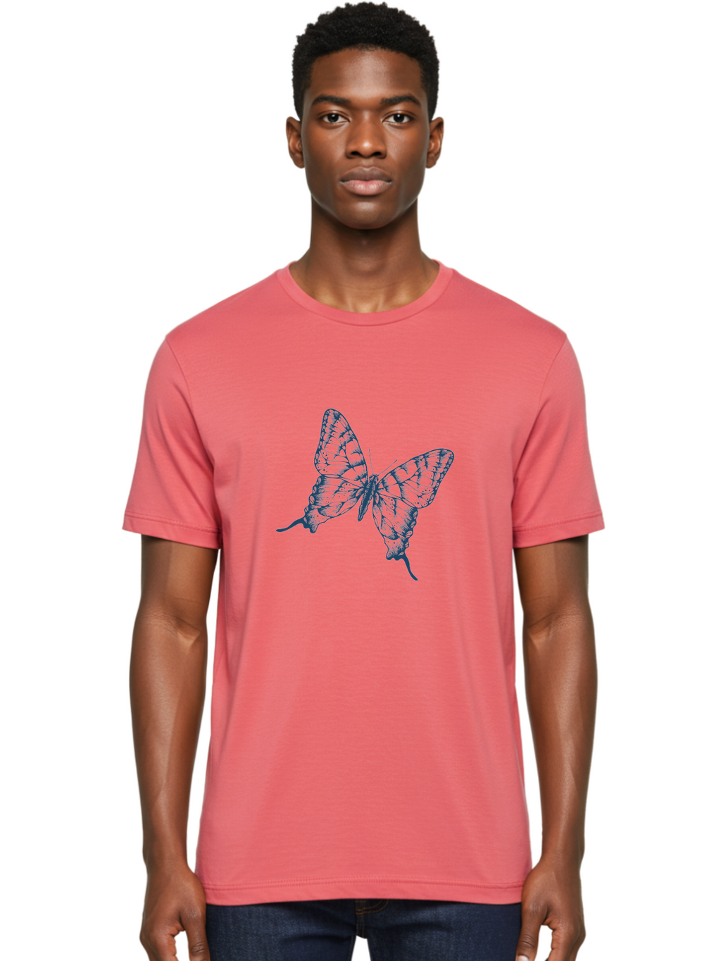 Butterfly Men'S Graphic Tee, 100% Cotton, Comfortable Casual Summer Wear, Machine Washable, Swallowtail Butterfly, Detailed Illustration, Delicate Wings, Intricate Patterns, Ornate Design, Fragile Beauty, Insect Art, Wingspan, Aae164