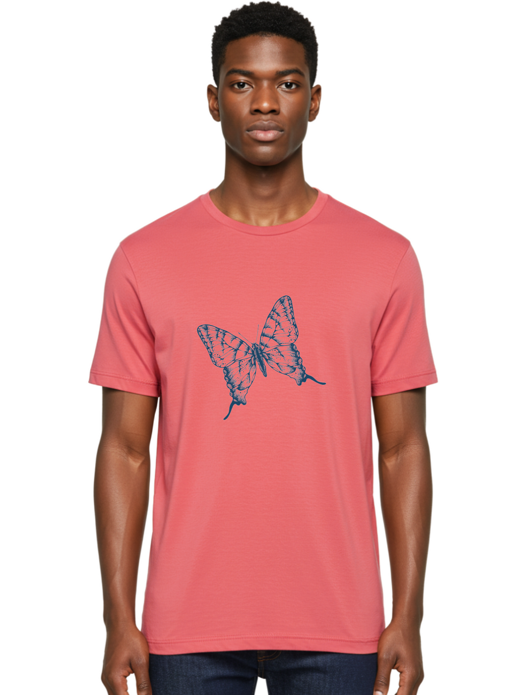 Butterfly 2 Men'S Graphic Tee, 100% Cotton, Comfortable Casual Summer Wear, Machine Washable, Butterfly With Transparent Wings, Intricate Details, Delicate Patterns, Abstract Design, Artistic Expression, Fragile Beauty, Aae165