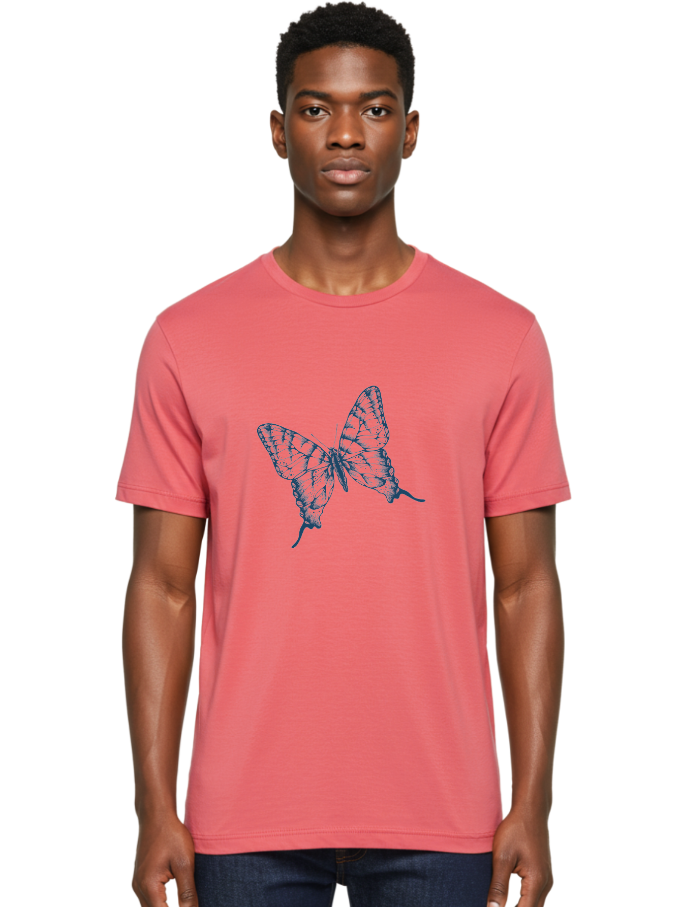 Butterfly 2 Men'S Graphic Tee, 100% Cotton, Comfortable Casual Summer Wear, Machine Washable, Butterfly With Transparent Wings, Intricate Details, Delicate Patterns, Abstract Design, Artistic Expression, Fragile Beauty, Aae165
