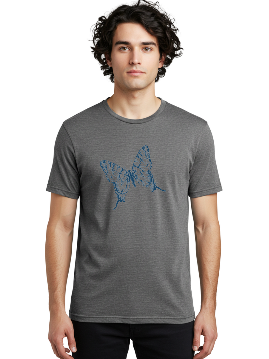 Butterfly 2 Men'S Graphic Tee, 100% Cotton, Comfortable Casual Summer Wear, Machine Washable, Butterfly With Transparent Wings, Intricate Details, Delicate Patterns, Abstract Design, Artistic Expression, Fragile Beauty, Aae165