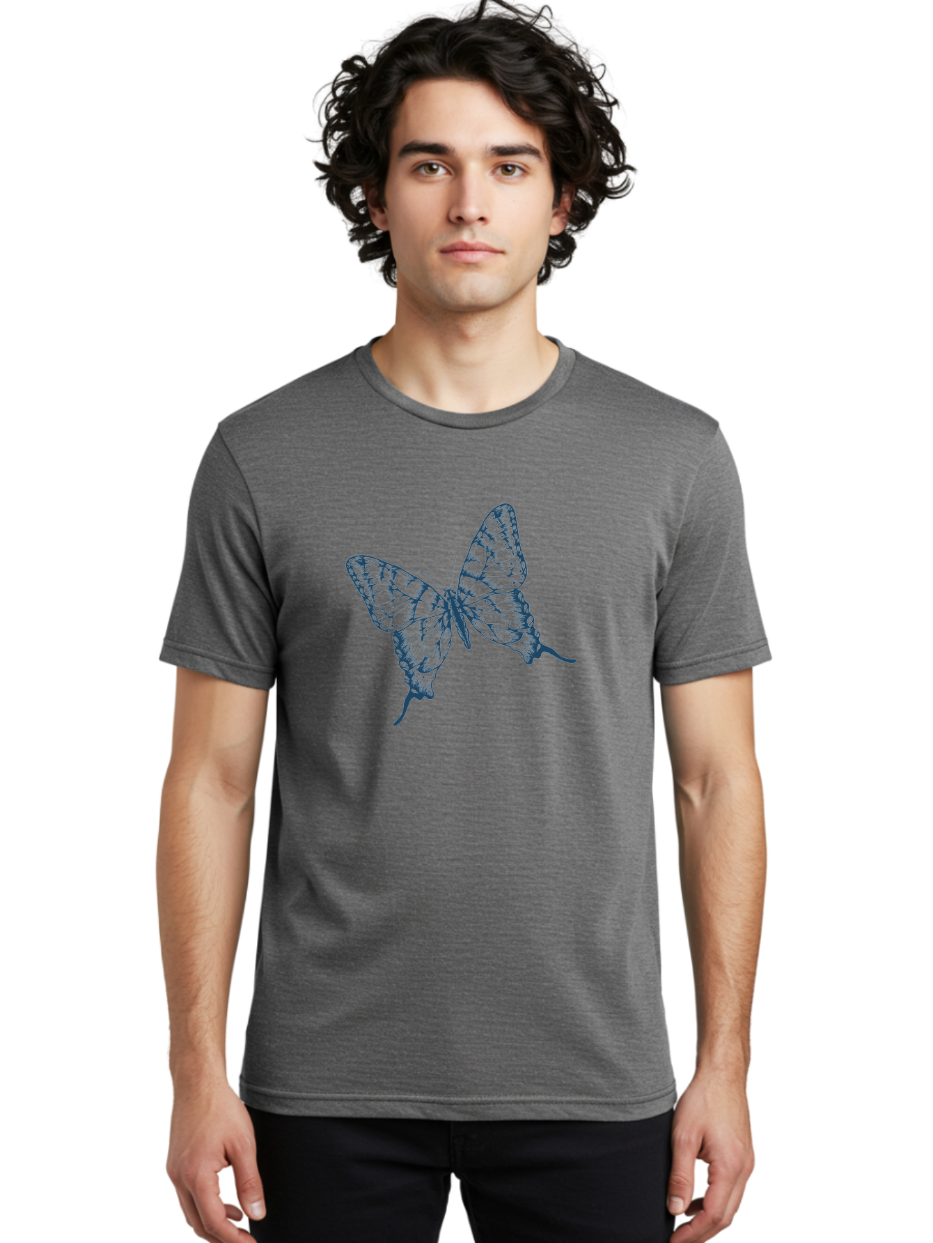 Butterfly 2 Men'S Graphic Tee, 100% Cotton, Comfortable Casual Summer Wear, Machine Washable, Butterfly With Transparent Wings, Intricate Details, Delicate Patterns, Abstract Design, Artistic Expression, Fragile Beauty, Aae165