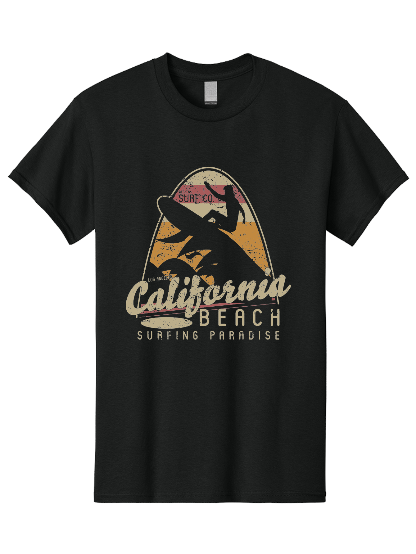 California Beach Surfing Paradise Men'S Graphic Tee, 100% Cotton, Comfortable Casual Summer Wear, Machine Washable, Surfer Riding Wave, California Beach Scene, Surfing Culture, Beach Lifestyle, Surfboard Graphic, Coastal Vibes, Paradise Found, Aae166