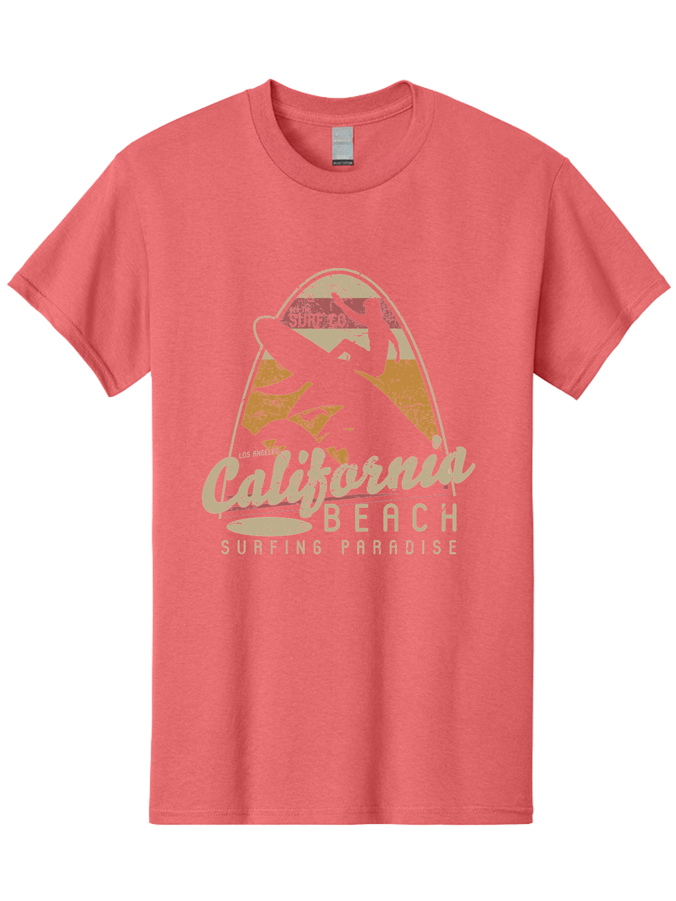 California Beach Surfing Paradise Men'S Graphic Tee, 100% Cotton, Comfortable Casual Summer Wear, Machine Washable, Surfer Riding Wave, California Beach Scene, Surfing Culture, Beach Lifestyle, Surfboard Graphic, Coastal Vibes, Paradise Found, Aae166