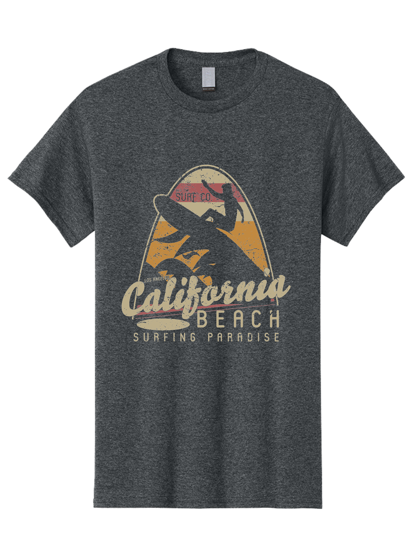 California Beach Surfing Paradise Men'S Graphic Tee, 100% Cotton, Comfortable Casual Summer Wear, Machine Washable, Surfer Riding Wave, California Beach Scene, Surfing Culture, Beach Lifestyle, Surfboard Graphic, Coastal Vibes, Paradise Found, Aae166