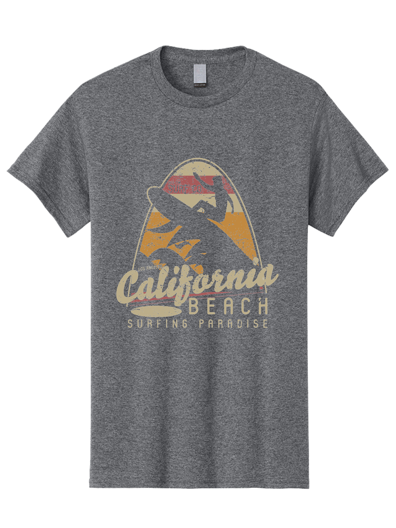 California Beach Surfing Paradise Men'S Graphic Tee, 100% Cotton, Comfortable Casual Summer Wear, Machine Washable, Surfer Riding Wave, California Beach Scene, Surfing Culture, Beach Lifestyle, Surfboard Graphic, Coastal Vibes, Paradise Found, Aae166