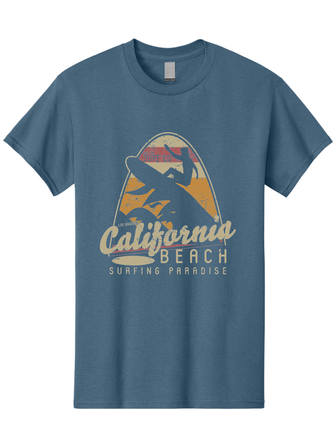 California Beach Surfing Paradise Men'S Graphic Tee, 100% Cotton, Comfortable Casual Summer Wear, Machine Washable, Surfer Riding Wave, California Beach Scene, Surfing Culture, Beach Lifestyle, Surfboard Graphic, Coastal Vibes, Paradise Found, Aae166