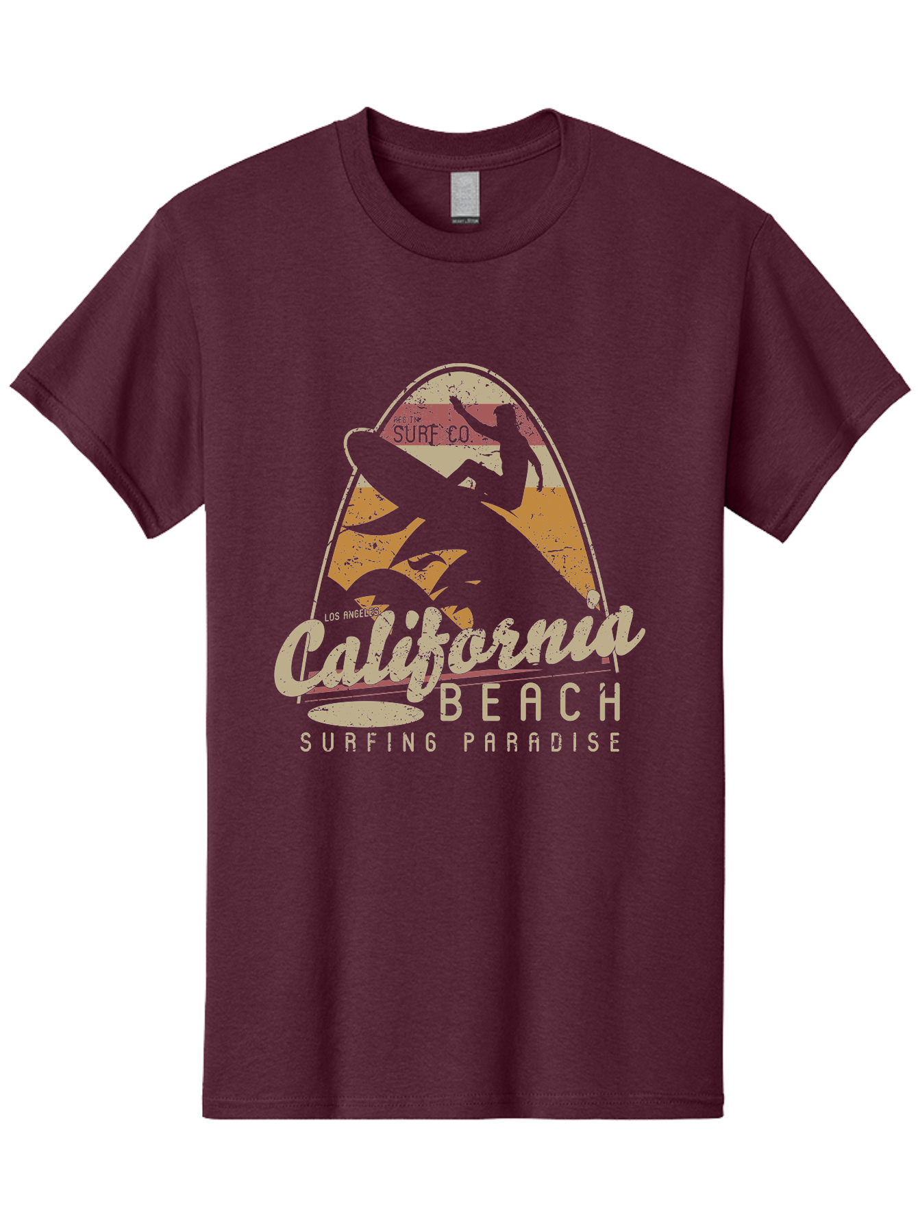 California Beach Surfing Paradise Men'S Graphic Tee, 100% Cotton, Comfortable Casual Summer Wear, Machine Washable, Surfer Riding Wave, California Beach Scene, Surfing Culture, Beach Lifestyle, Surfboard Graphic, Coastal Vibes, Paradise Found, Aae166