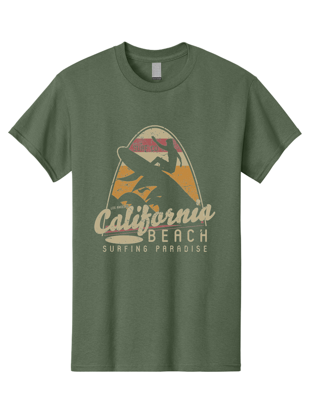 California Beach Surfing Paradise Men'S Graphic Tee, 100% Cotton, Comfortable Casual Summer Wear, Machine Washable, Surfer Riding Wave, California Beach Scene, Surfing Culture, Beach Lifestyle, Surfboard Graphic, Coastal Vibes, Paradise Found, Aae166