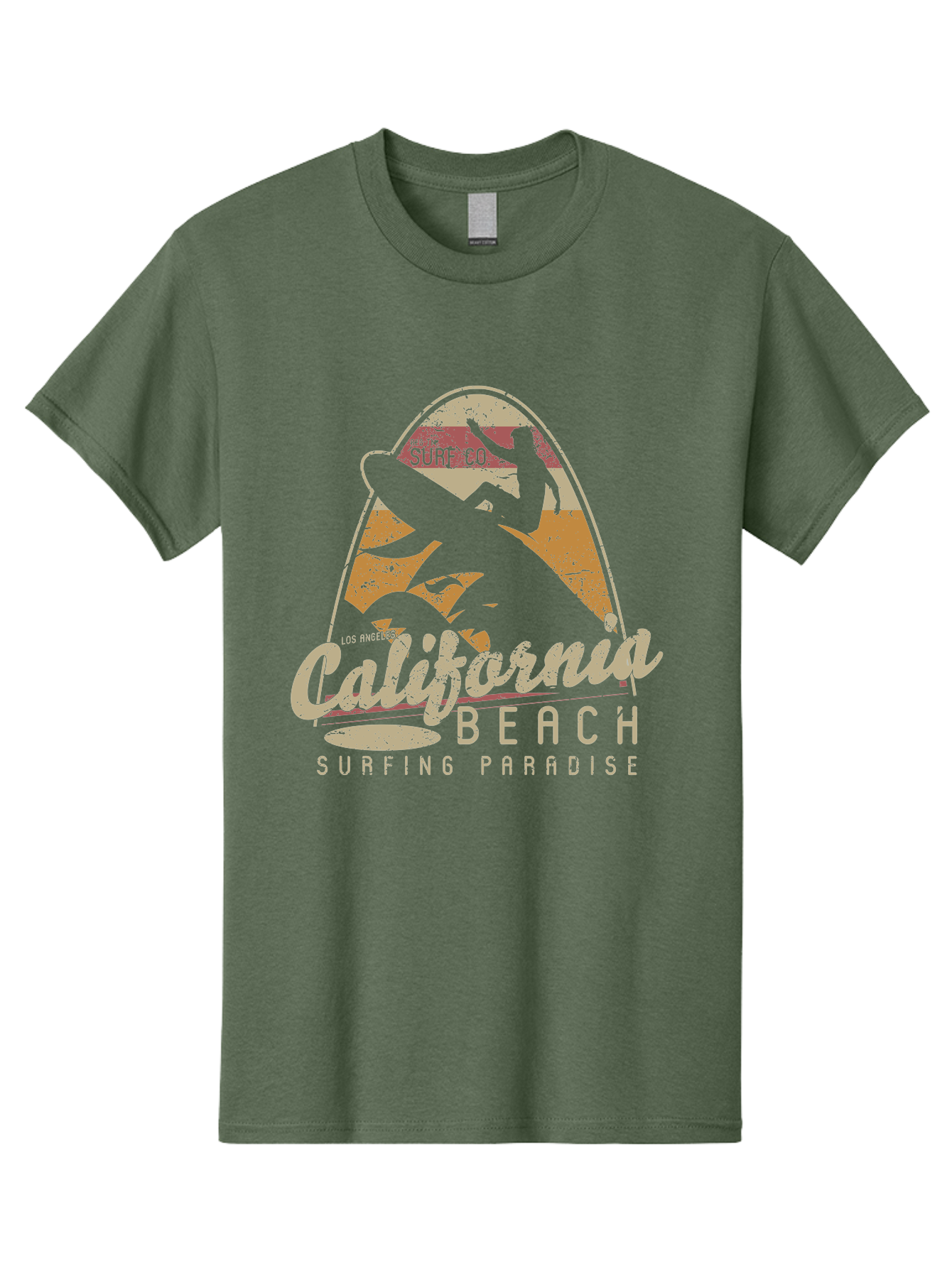 California Beach Surfing Paradise Men'S Graphic Tee, 100% Cotton, Comfortable Casual Summer Wear, Machine Washable, Surfer Riding Wave, California Beach Scene, Surfing Culture, Beach Lifestyle, Surfboard Graphic, Coastal Vibes, Paradise Found, Aae166