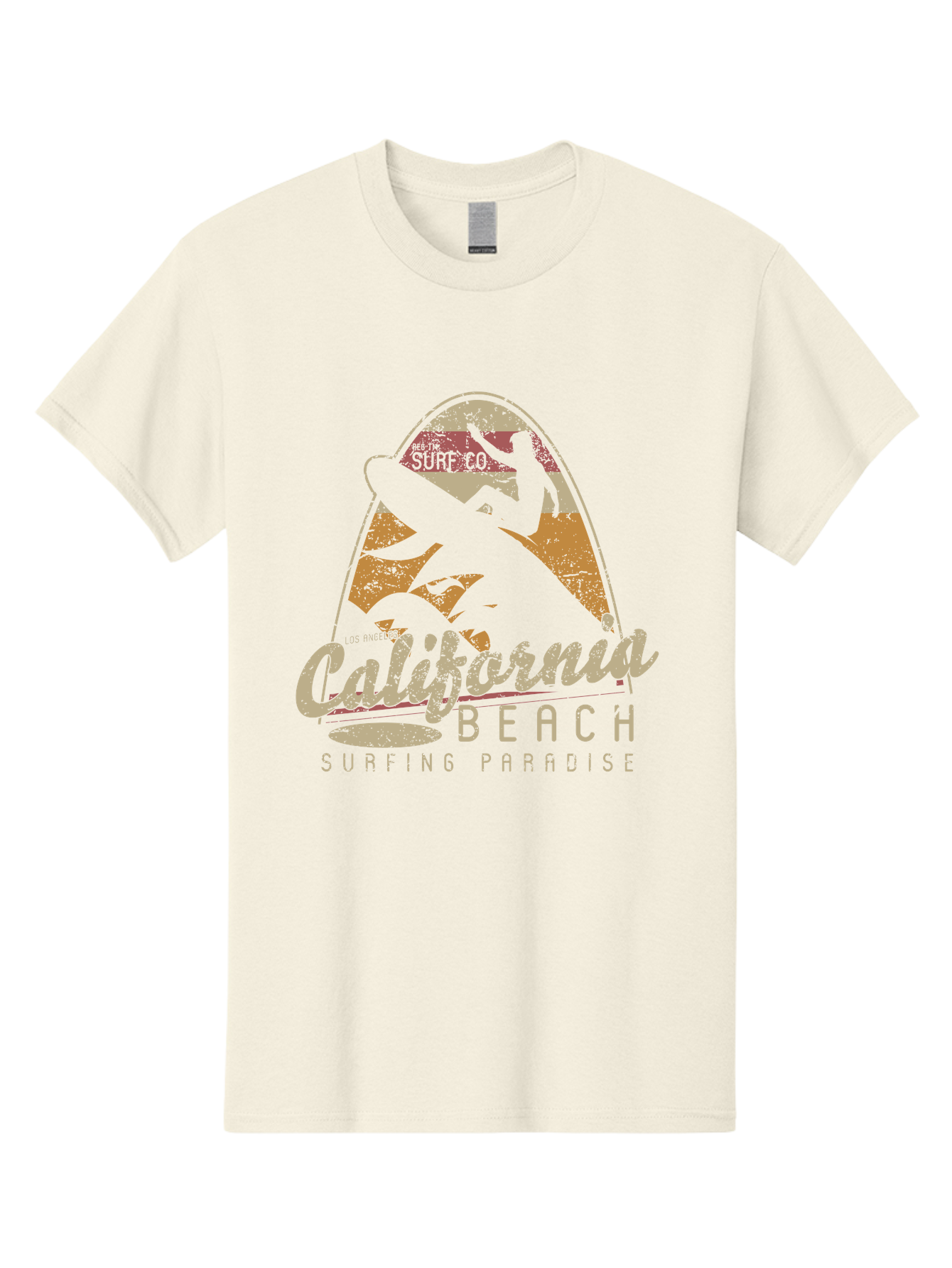 California Beach Surfing Paradise Men'S Graphic Tee, 100% Cotton, Comfortable Casual Summer Wear, Machine Washable, Surfer Riding Wave, California Beach Scene, Surfing Culture, Beach Lifestyle, Surfboard Graphic, Coastal Vibes, Paradise Found, Aae166
