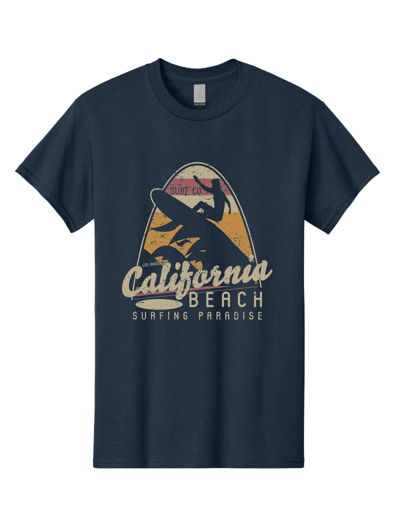 California Beach Surfing Paradise Men'S Graphic Tee, 100% Cotton, Comfortable Casual Summer Wear, Machine Washable, Surfer Riding Wave, California Beach Scene, Surfing Culture, Beach Lifestyle, Surfboard Graphic, Coastal Vibes, Paradise Found, Aae166