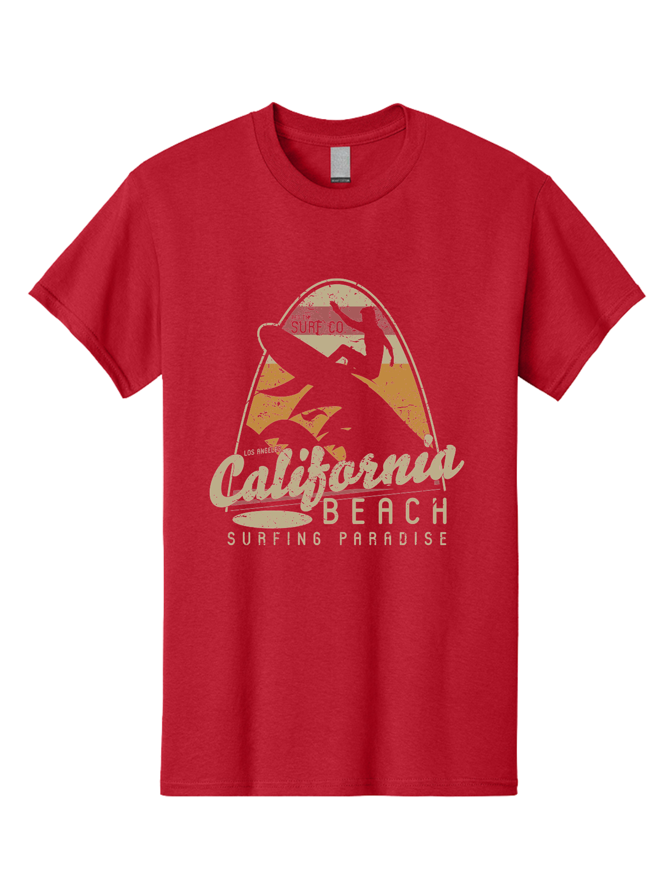 California Beach Surfing Paradise Men'S Graphic Tee, 100% Cotton, Comfortable Casual Summer Wear, Machine Washable, Surfer Riding Wave, California Beach Scene, Surfing Culture, Beach Lifestyle, Surfboard Graphic, Coastal Vibes, Paradise Found, Aae166