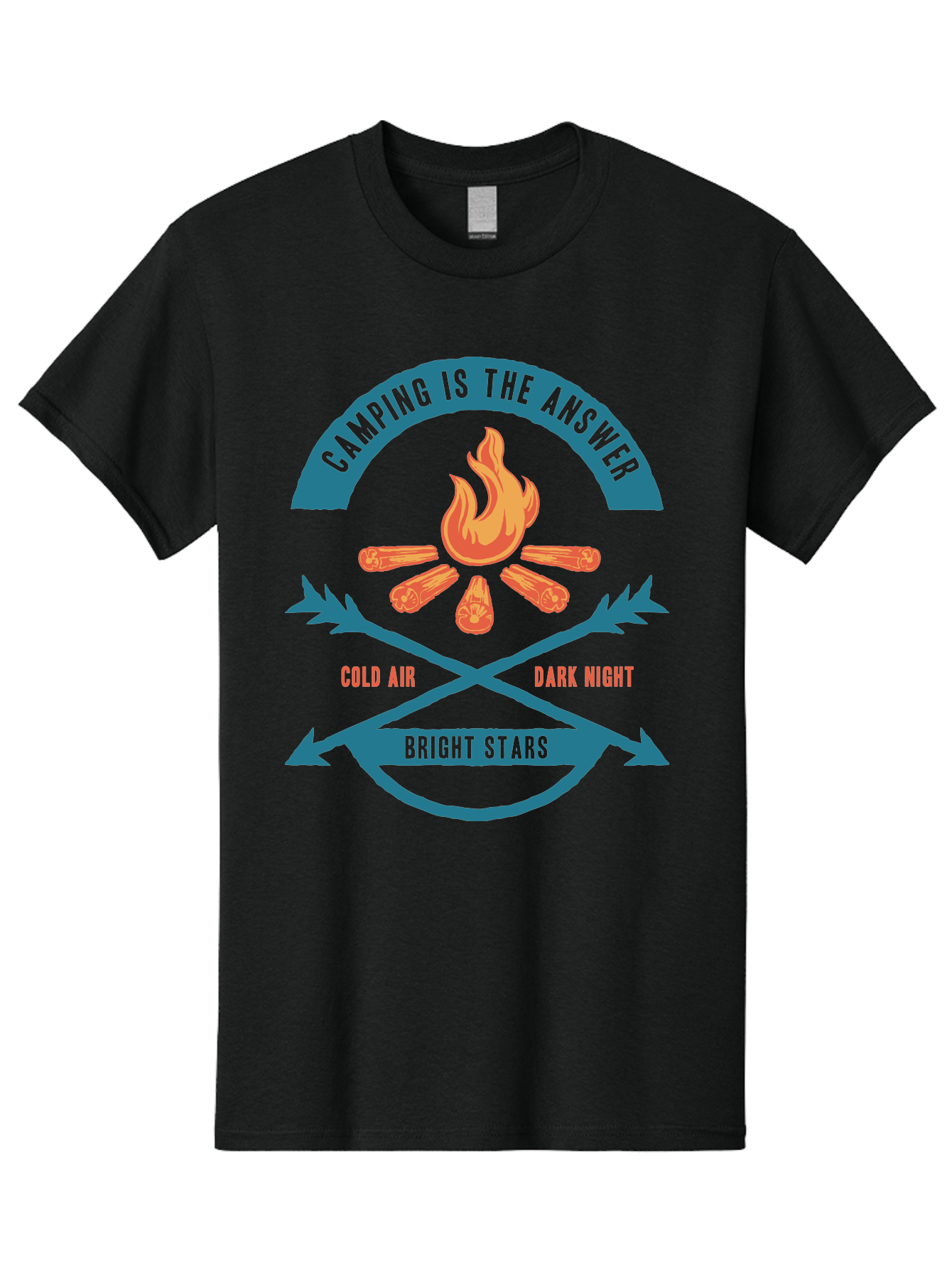 Camping Is The Answer Men'S Graphic Tee, 100% Cotton, Comfortable Casual Summer Wear, Machine Washable, Camping Adventure, Outdoor Recreation, Campfire, Camping Trip, Wilderness Exploration, Nature Escape, Outdoor Enthusiasts Aae168