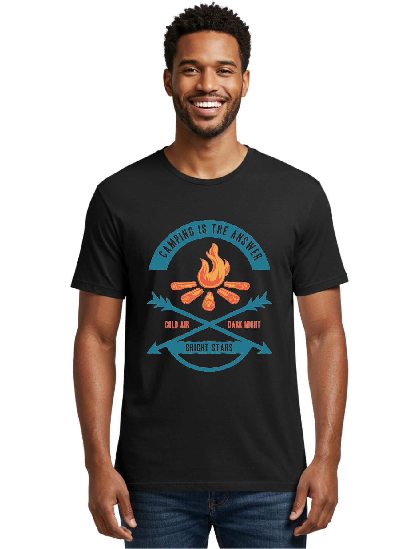 Camping Is The Answer Men'S Graphic Tee, 100% Cotton, Comfortable Casual Summer Wear, Machine Washable, Camping Adventure, Outdoor Recreation, Campfire, Camping Trip, Wilderness Exploration, Nature Escape, Outdoor Enthusiasts Aae168