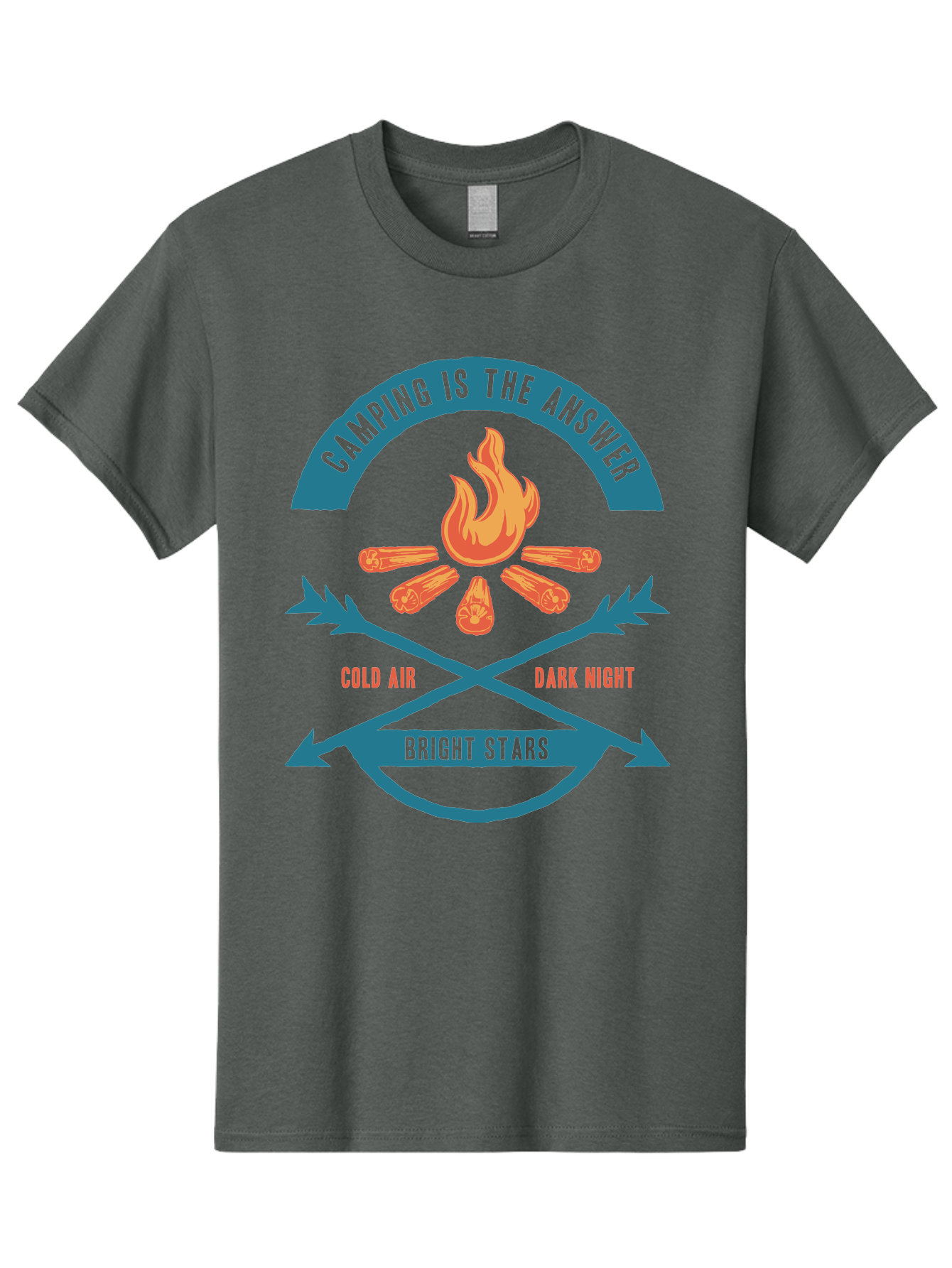Camping Is The Answer Men'S Graphic Tee, 100% Cotton, Comfortable Casual Summer Wear, Machine Washable, Camping Adventure, Outdoor Recreation, Campfire, Camping Trip, Wilderness Exploration, Nature Escape, Outdoor Enthusiasts Aae168