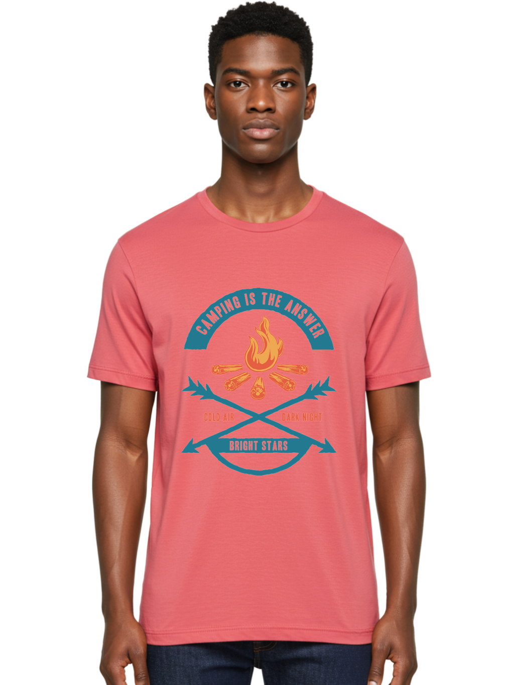 Camping Is The Answer Men'S Graphic Tee, 100% Cotton, Comfortable Casual Summer Wear, Machine Washable, Camping Adventure, Outdoor Recreation, Campfire, Camping Trip, Wilderness Exploration, Nature Escape, Outdoor Enthusiasts Aae168