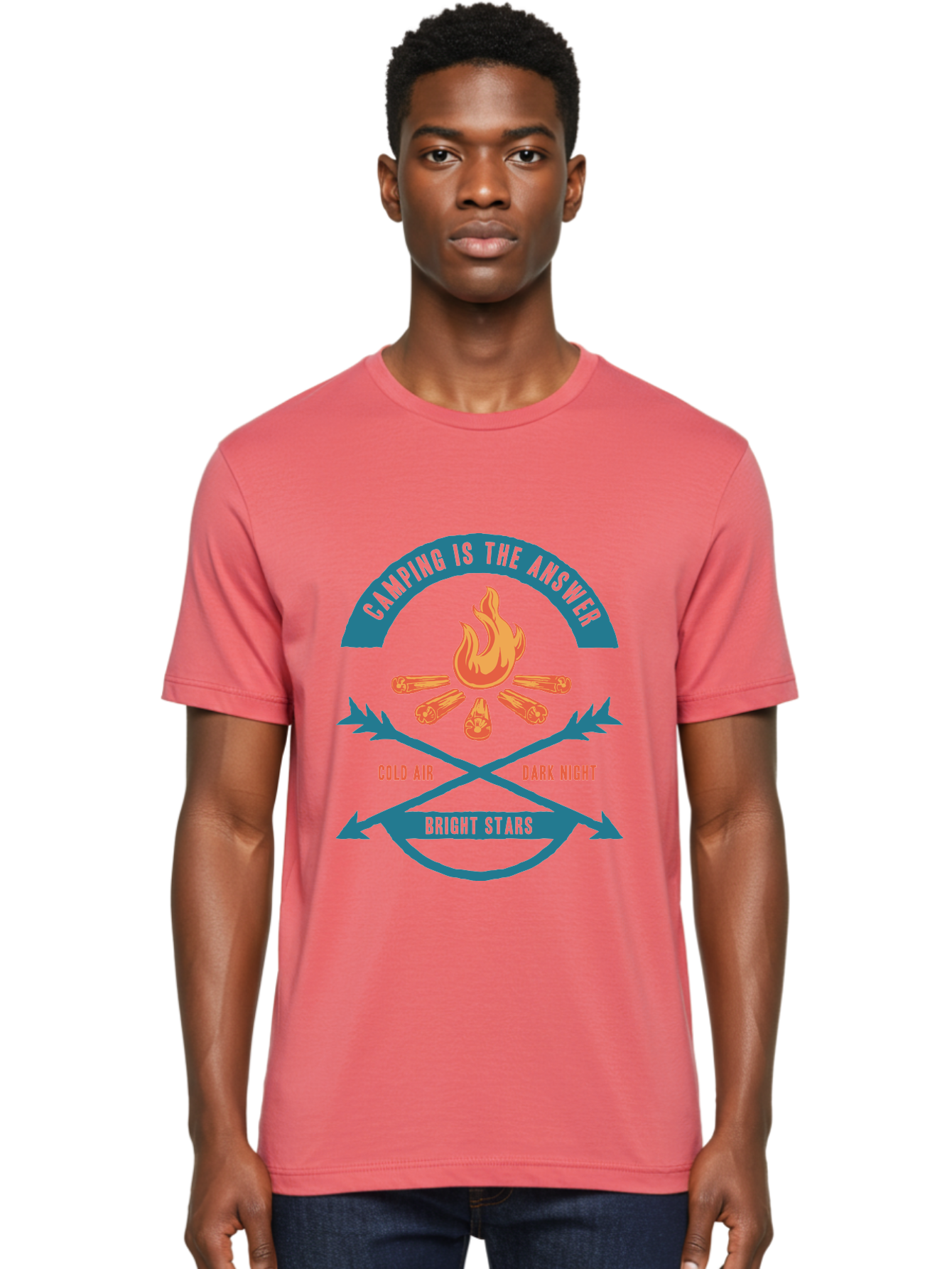 Camping Is The Answer Men'S Graphic Tee, 100% Cotton, Comfortable Casual Summer Wear, Machine Washable, Camping Adventure, Outdoor Recreation, Campfire, Camping Trip, Wilderness Exploration, Nature Escape, Outdoor Enthusiasts Aae168