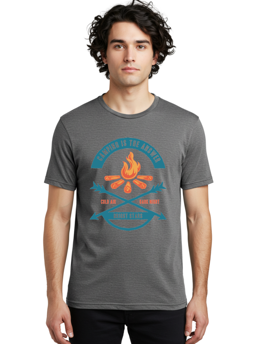 Camping Is The Answer Men'S Graphic Tee, 100% Cotton, Comfortable Casual Summer Wear, Machine Washable, Camping Adventure, Outdoor Recreation, Campfire, Camping Trip, Wilderness Exploration, Nature Escape, Outdoor Enthusiasts Aae168