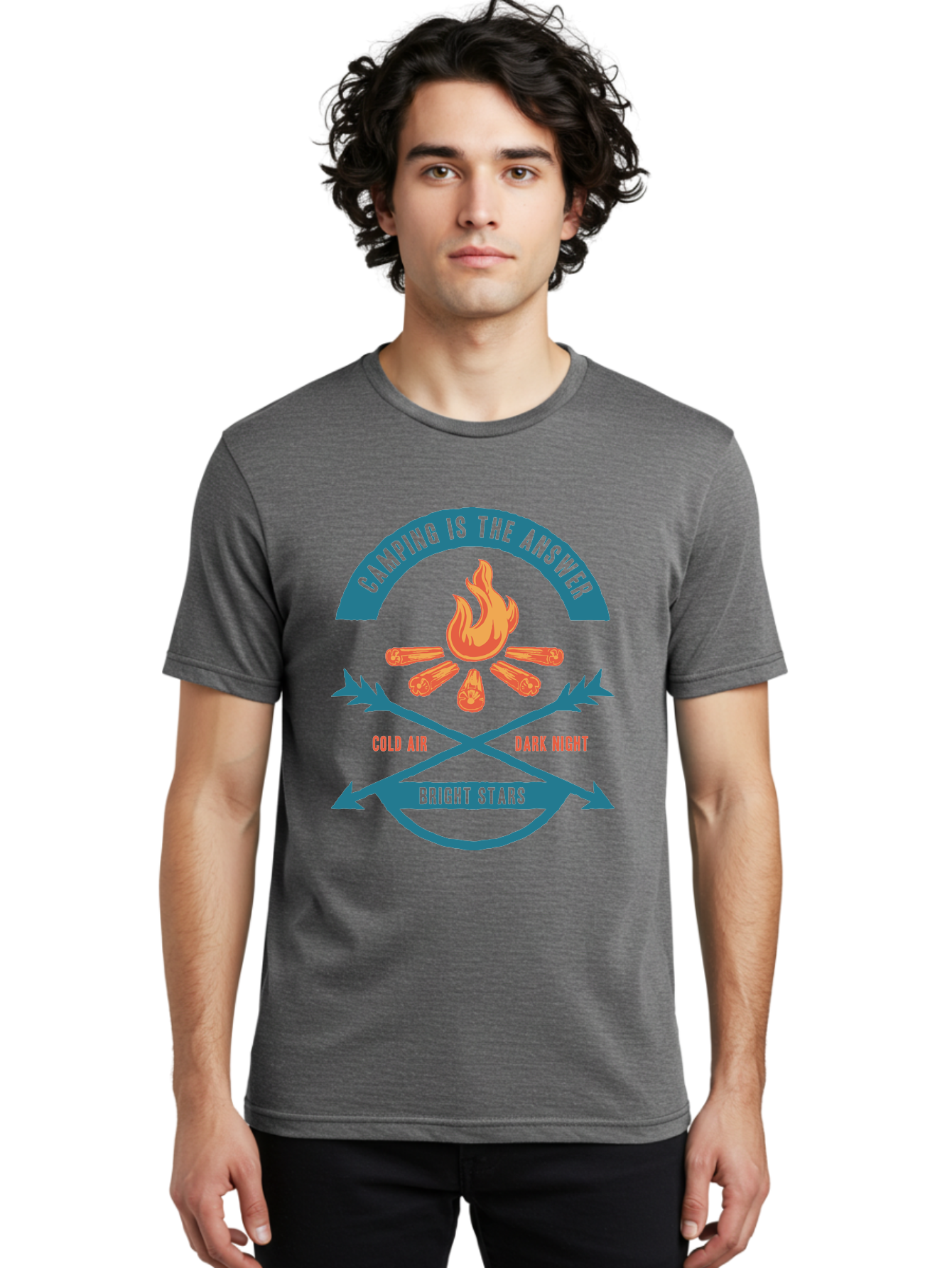 Camping Is The Answer Men'S Graphic Tee, 100% Cotton, Comfortable Casual Summer Wear, Machine Washable, Camping Adventure, Outdoor Recreation, Campfire, Camping Trip, Wilderness Exploration, Nature Escape, Outdoor Enthusiasts Aae168