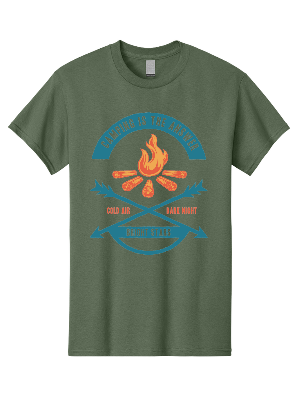 Camping Is The Answer Men'S Graphic Tee, 100% Cotton, Comfortable Casual Summer Wear, Machine Washable, Camping Adventure, Outdoor Recreation, Campfire, Camping Trip, Wilderness Exploration, Nature Escape, Outdoor Enthusiasts Aae168