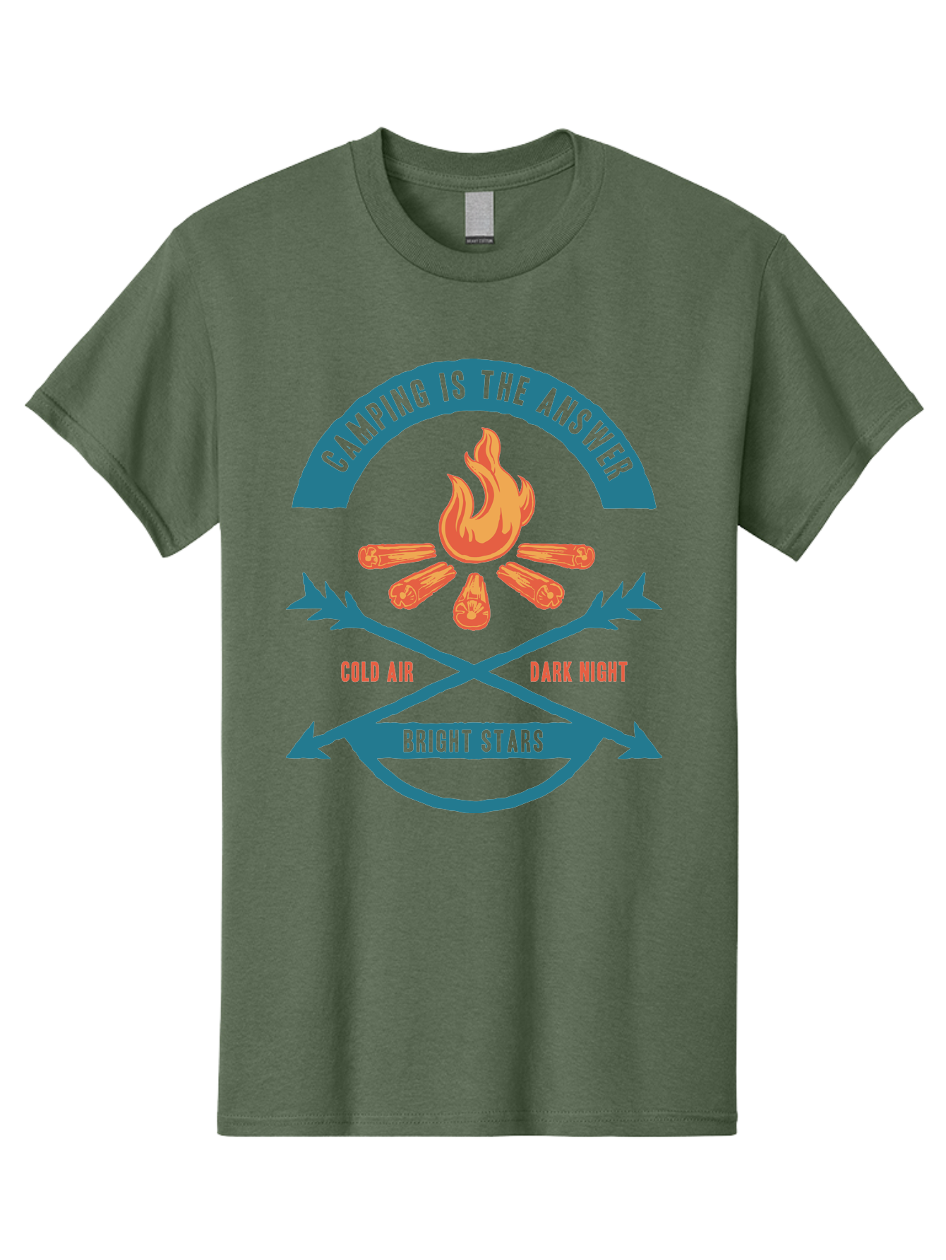 Camping Is The Answer Men'S Graphic Tee, 100% Cotton, Comfortable Casual Summer Wear, Machine Washable, Camping Adventure, Outdoor Recreation, Campfire, Camping Trip, Wilderness Exploration, Nature Escape, Outdoor Enthusiasts Aae168