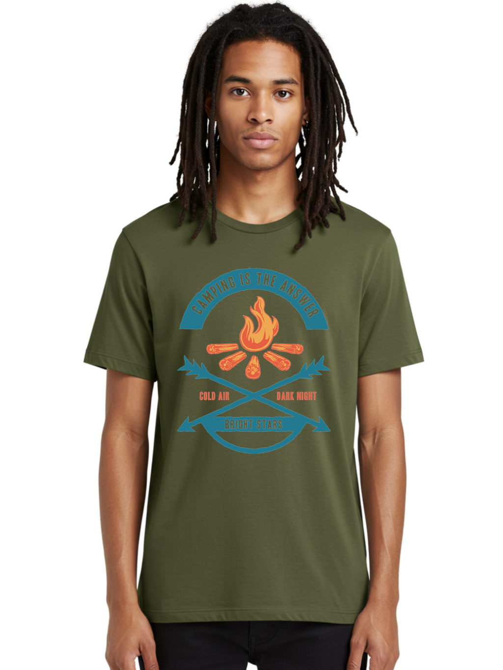 Camping Is The Answer Men'S Graphic Tee, 100% Cotton, Comfortable Casual Summer Wear, Machine Washable, Camping Adventure, Outdoor Recreation, Campfire, Camping Trip, Wilderness Exploration, Nature Escape, Outdoor Enthusiasts Aae168