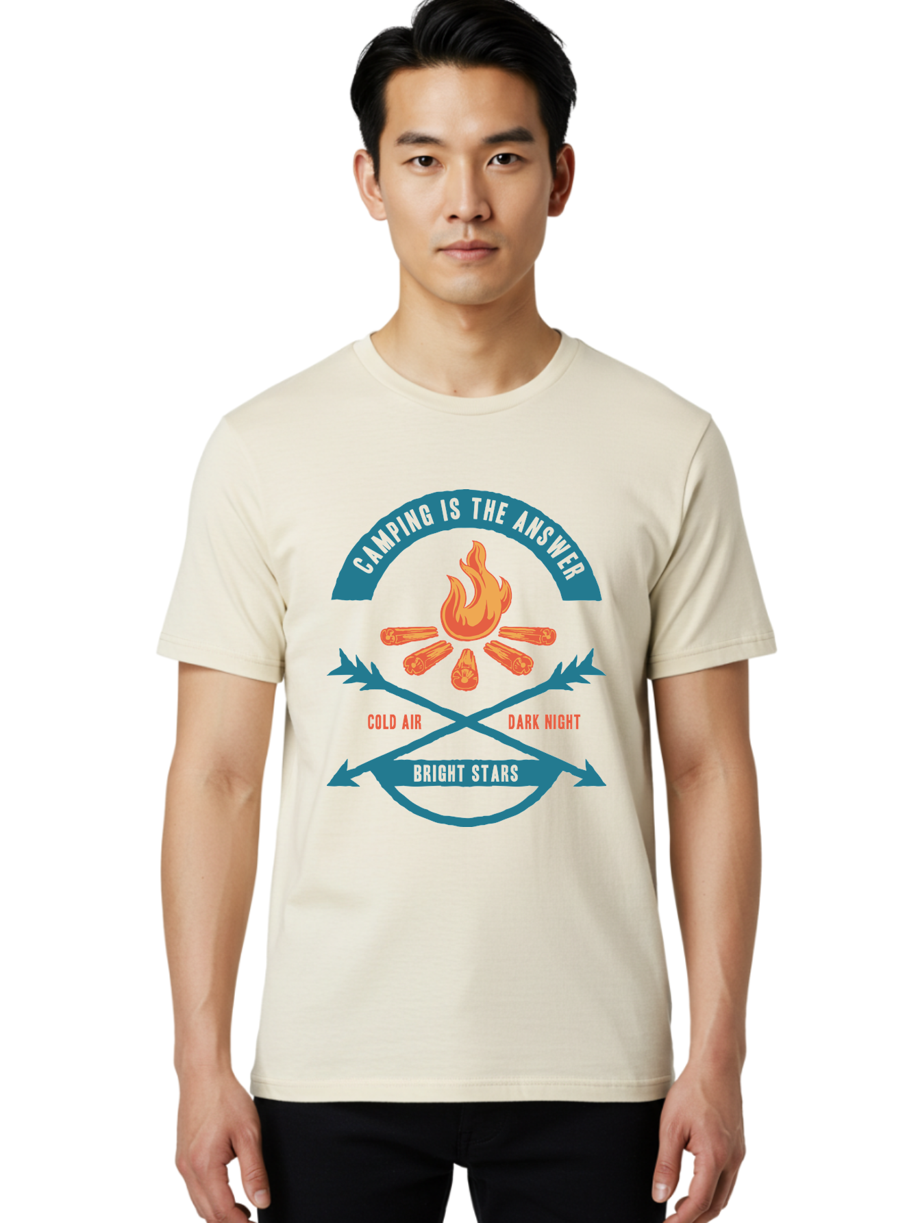 Camping Is The Answer Men'S Graphic Tee, 100% Cotton, Comfortable Casual Summer Wear, Machine Washable, Camping Adventure, Outdoor Recreation, Campfire, Camping Trip, Wilderness Exploration, Nature Escape, Outdoor Enthusiasts Aae168