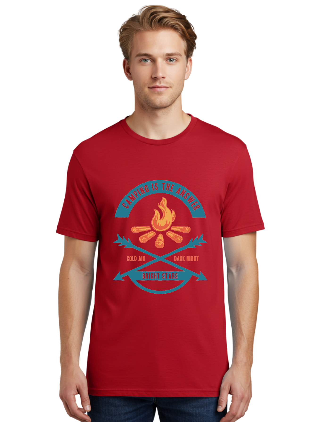 Camping Is The Answer Men'S Graphic Tee, 100% Cotton, Comfortable Casual Summer Wear, Machine Washable, Camping Adventure, Outdoor Recreation, Campfire, Camping Trip, Wilderness Exploration, Nature Escape, Outdoor Enthusiasts Aae168