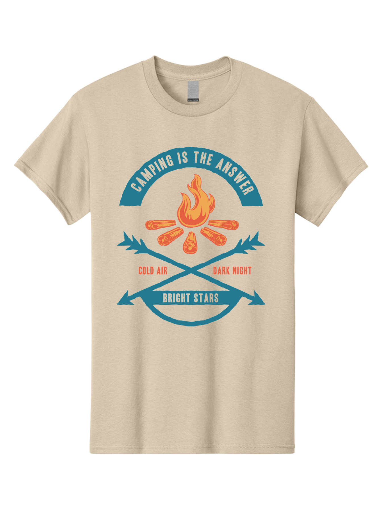Camping Is The Answer Men'S Graphic Tee, 100% Cotton, Comfortable Casual Summer Wear, Machine Washable, Camping Adventure, Outdoor Recreation, Campfire, Camping Trip, Wilderness Exploration, Nature Escape, Outdoor Enthusiasts Aae168