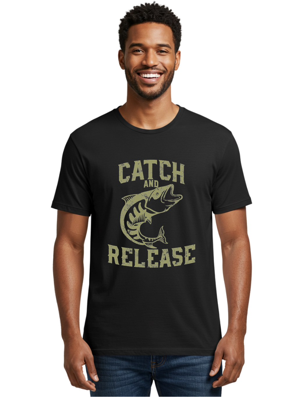 Catch And Release -Men Men'S Graphic Tee, 100% Cotton, Comfortable Casual Summer Wear, Machine Washable, Fishing, Outdoor Activity, Conservation Effort, Recreational Fishing, Catch And Release, Fish Illustration, Nature Preservation Aae169