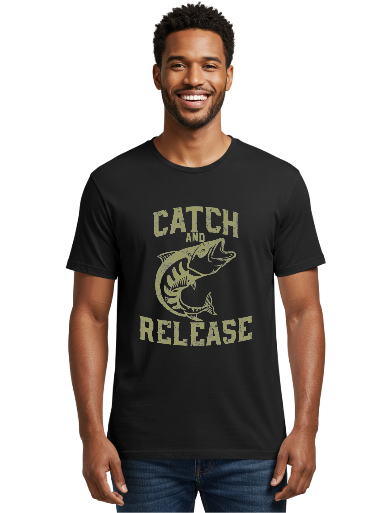 Catch And Release -Men Men'S Graphic Tee, 100% Cotton, Comfortable Casual Summer Wear, Machine Washable, Fishing, Outdoor Activity, Conservation Effort, Recreational Fishing, Catch And Release, Fish Illustration, Nature Preservation Aae169
