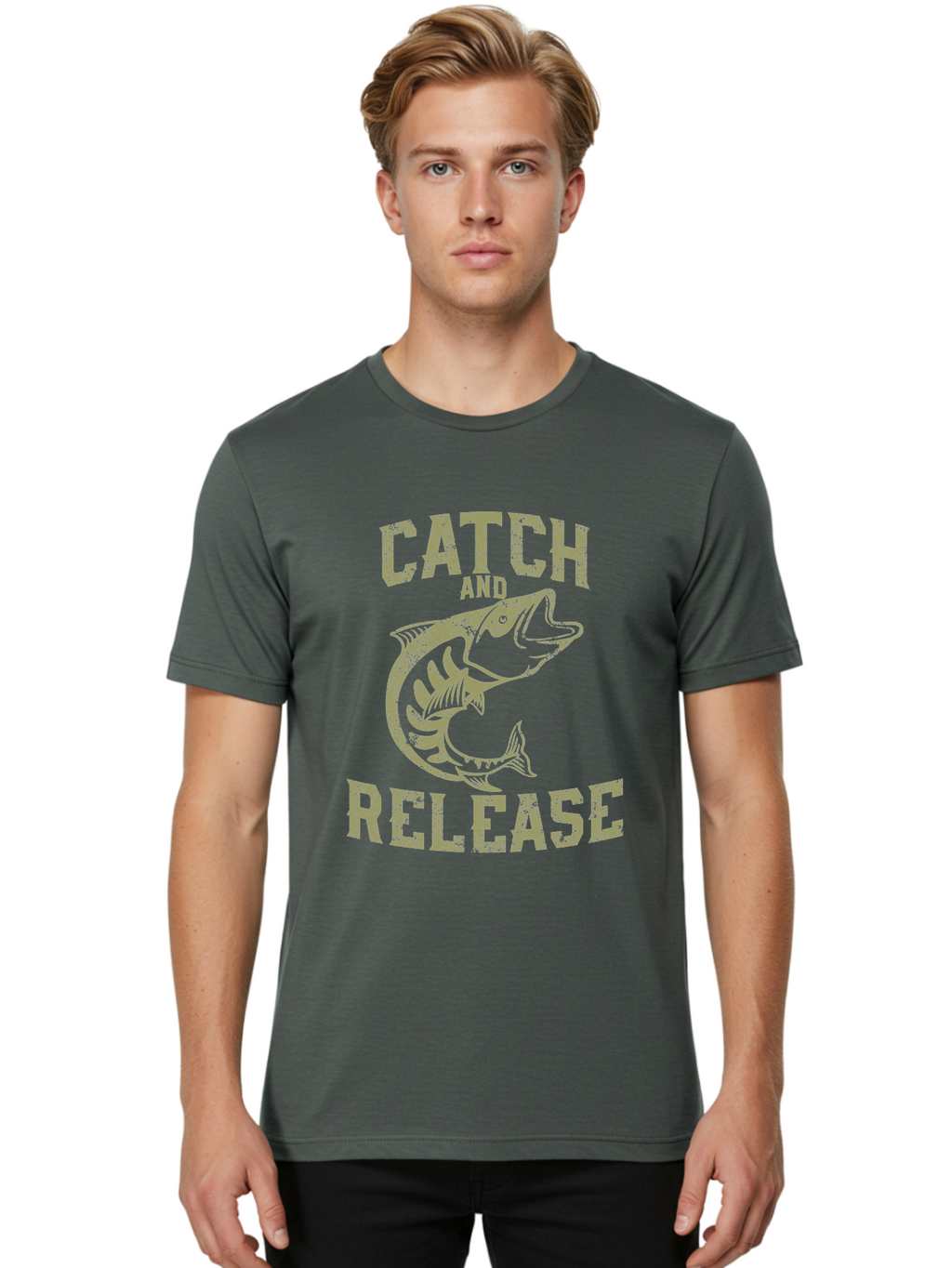 Catch And Release -Men Men'S Graphic Tee, 100% Cotton, Comfortable Casual Summer Wear, Machine Washable, Fishing, Outdoor Activity, Conservation Effort, Recreational Fishing, Catch And Release, Fish Illustration, Nature Preservation Aae169