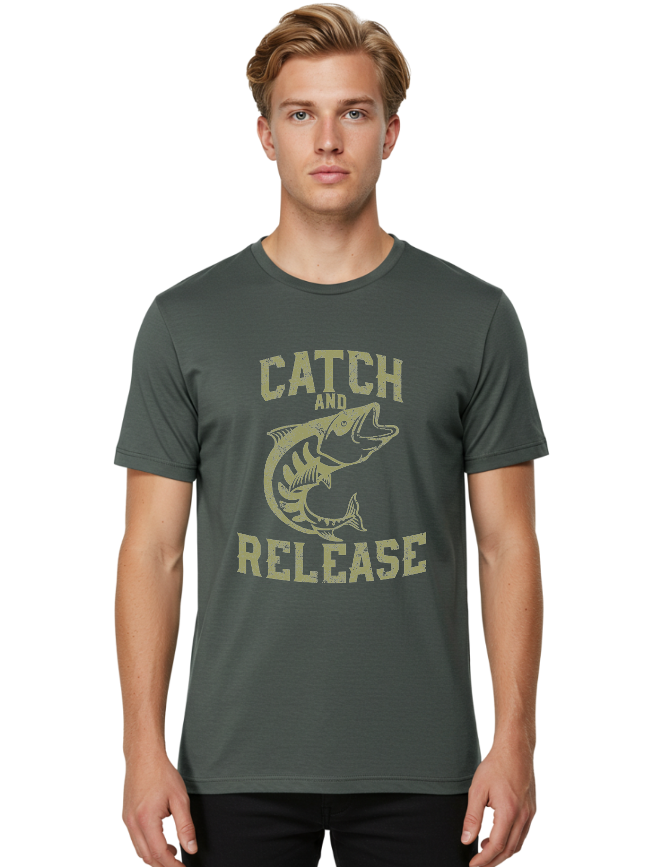 Catch And Release -Men Men'S Graphic Tee, 100% Cotton, Comfortable Casual Summer Wear, Machine Washable, Fishing, Outdoor Activity, Conservation Effort, Recreational Fishing, Catch And Release, Fish Illustration, Nature Preservation Aae169