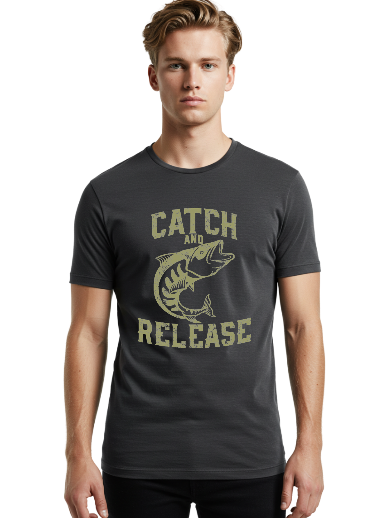 Catch And Release -Men Men'S Graphic Tee, 100% Cotton, Comfortable Casual Summer Wear, Machine Washable, Fishing, Outdoor Activity, Conservation Effort, Recreational Fishing, Catch And Release, Fish Illustration, Nature Preservation Aae169