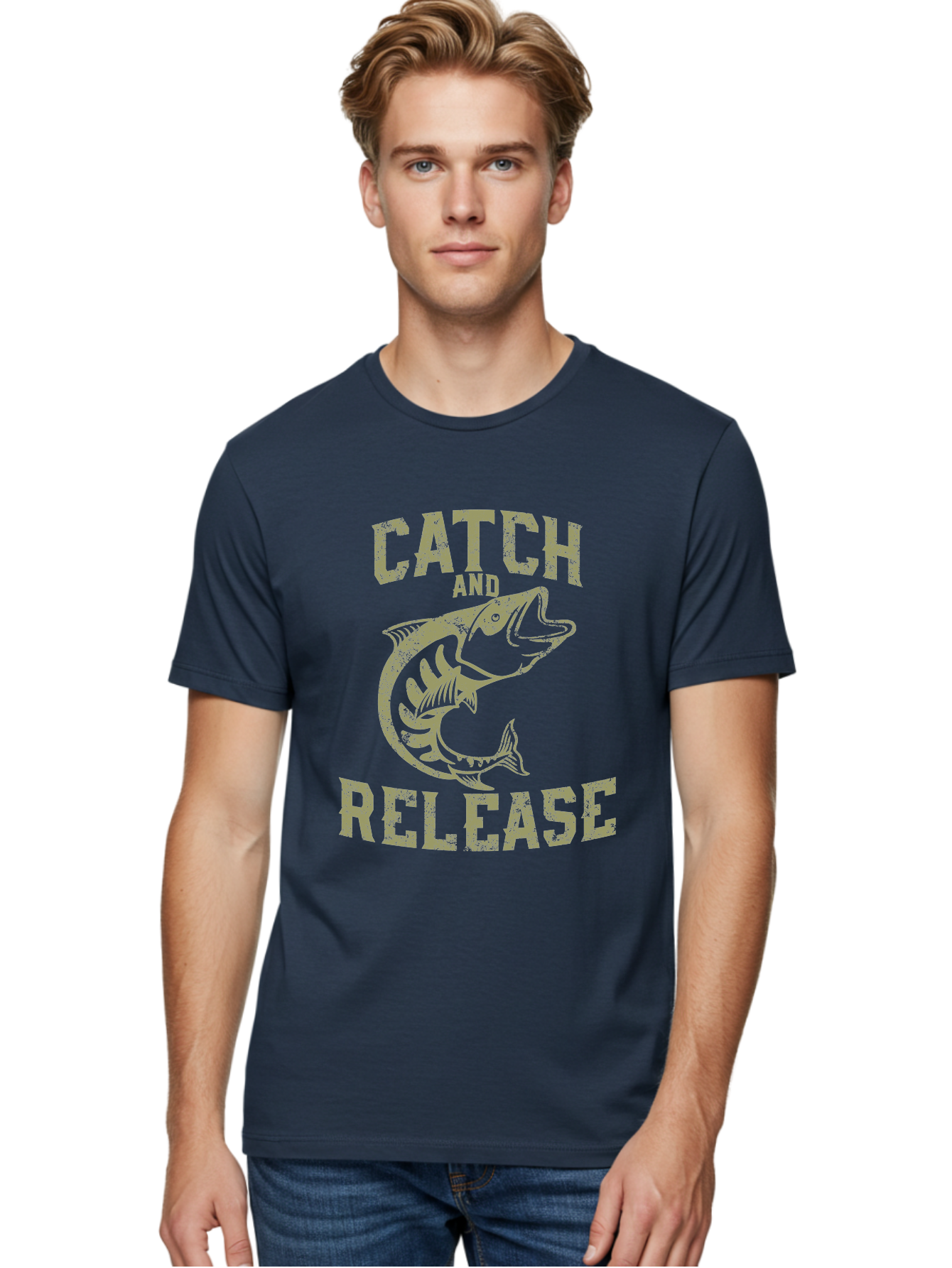 Catch And Release -Men Men'S Graphic Tee, 100% Cotton, Comfortable Casual Summer Wear, Machine Washable, Fishing, Outdoor Activity, Conservation Effort, Recreational Fishing, Catch And Release, Fish Illustration, Nature Preservation Aae169
