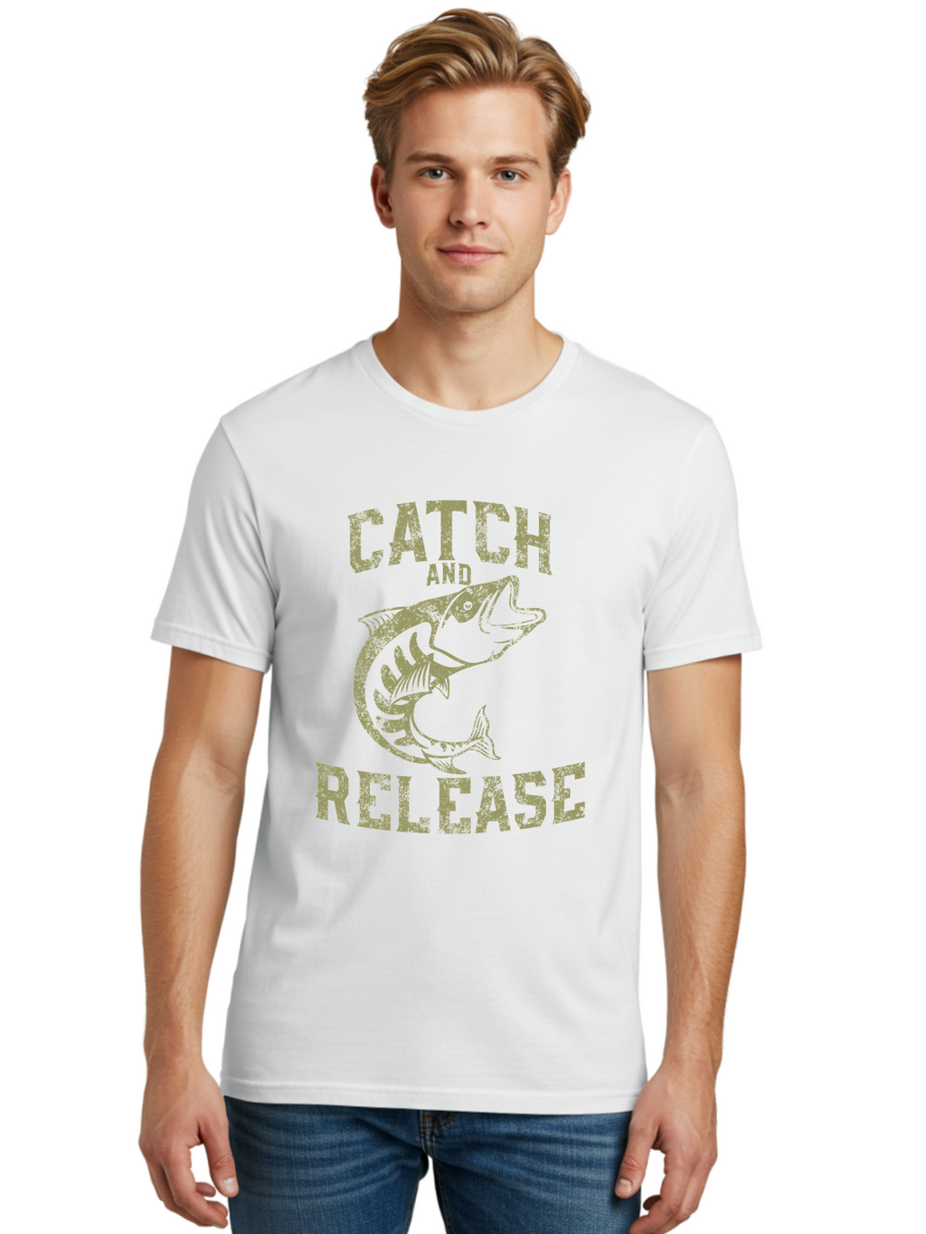 Catch And Release -Men Men'S Graphic Tee, 100% Cotton, Comfortable Casual Summer Wear, Machine Washable, Fishing, Outdoor Activity, Conservation Effort, Recreational Fishing, Catch And Release, Fish Illustration, Nature Preservation Aae169