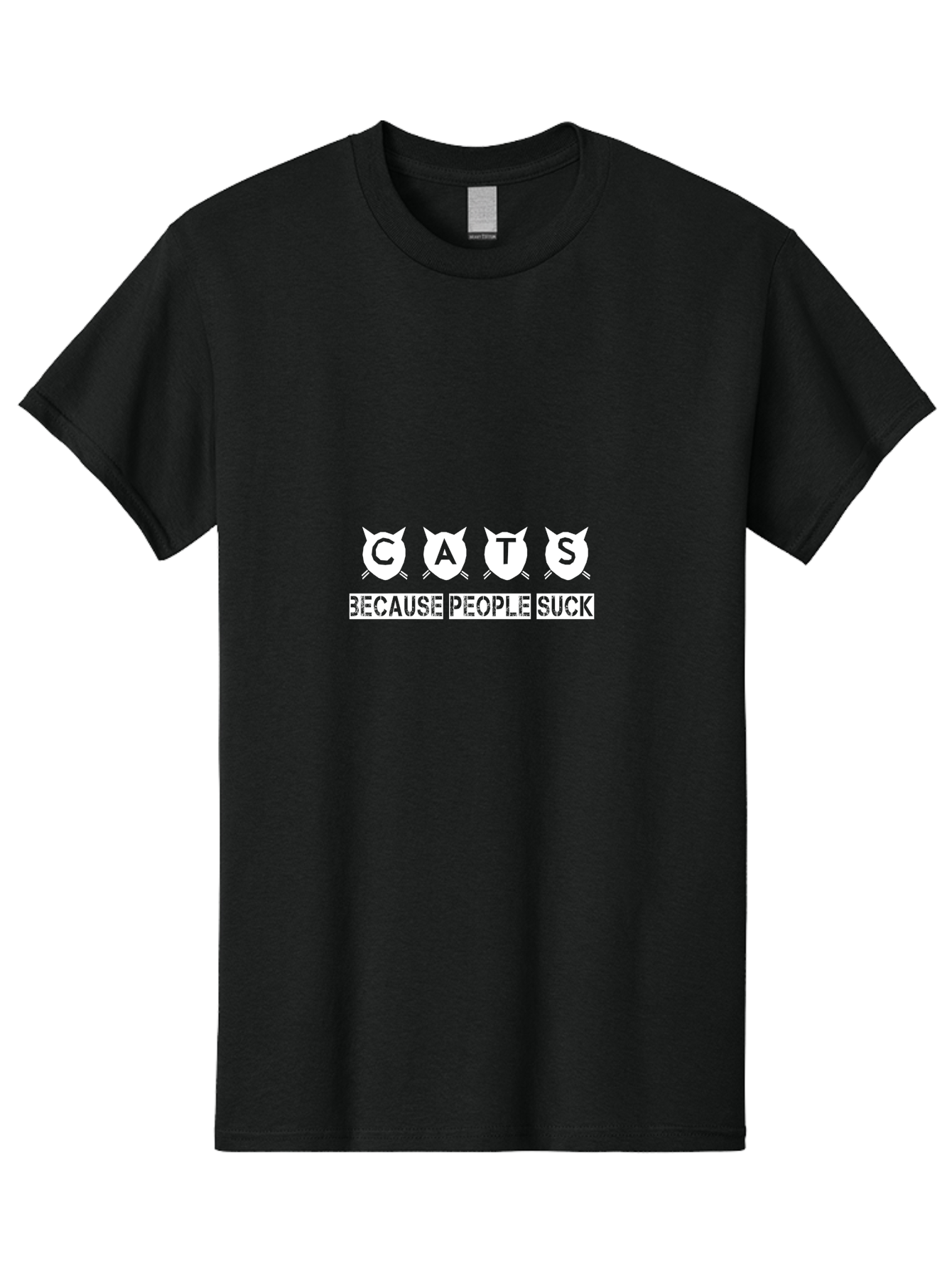 Cats Because People Suck Men'S Graphic Tee, 100% Cotton, Comfortable Casual Summer Wear, Machine Washable, Funny Cat Lovers, Sarcastic Cat Quotes, Cat Humor, Cat Memes, Cat Lovers Gift, Feline Friends, Cat Joke, Sassy Cat Aae170