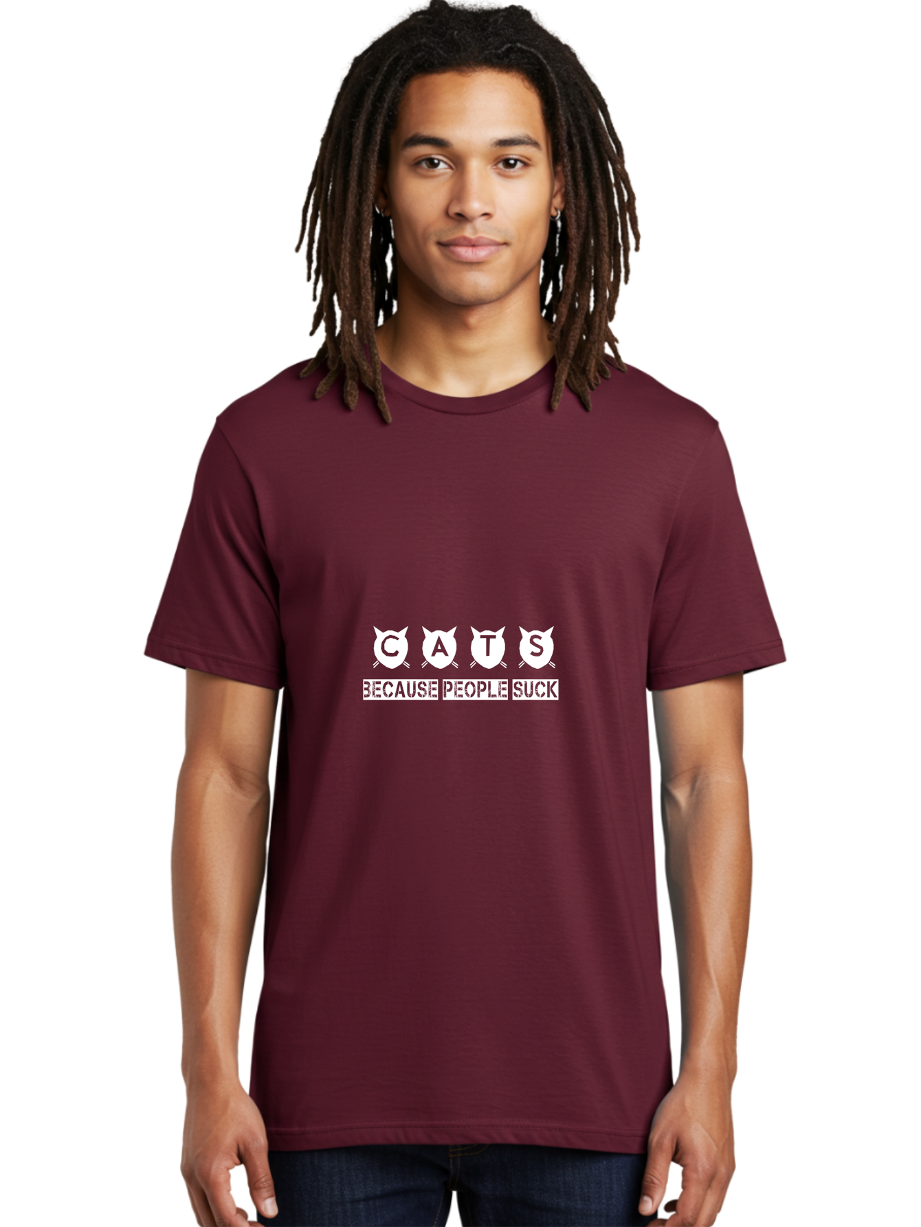 Cats Because People Suck Men'S Graphic Tee, 100% Cotton, Comfortable Casual Summer Wear, Machine Washable, Funny Cat Lovers, Sarcastic Cat Quotes, Cat Humor, Cat Memes, Cat Lovers Gift, Feline Friends, Cat Joke, Sassy Cat Aae170