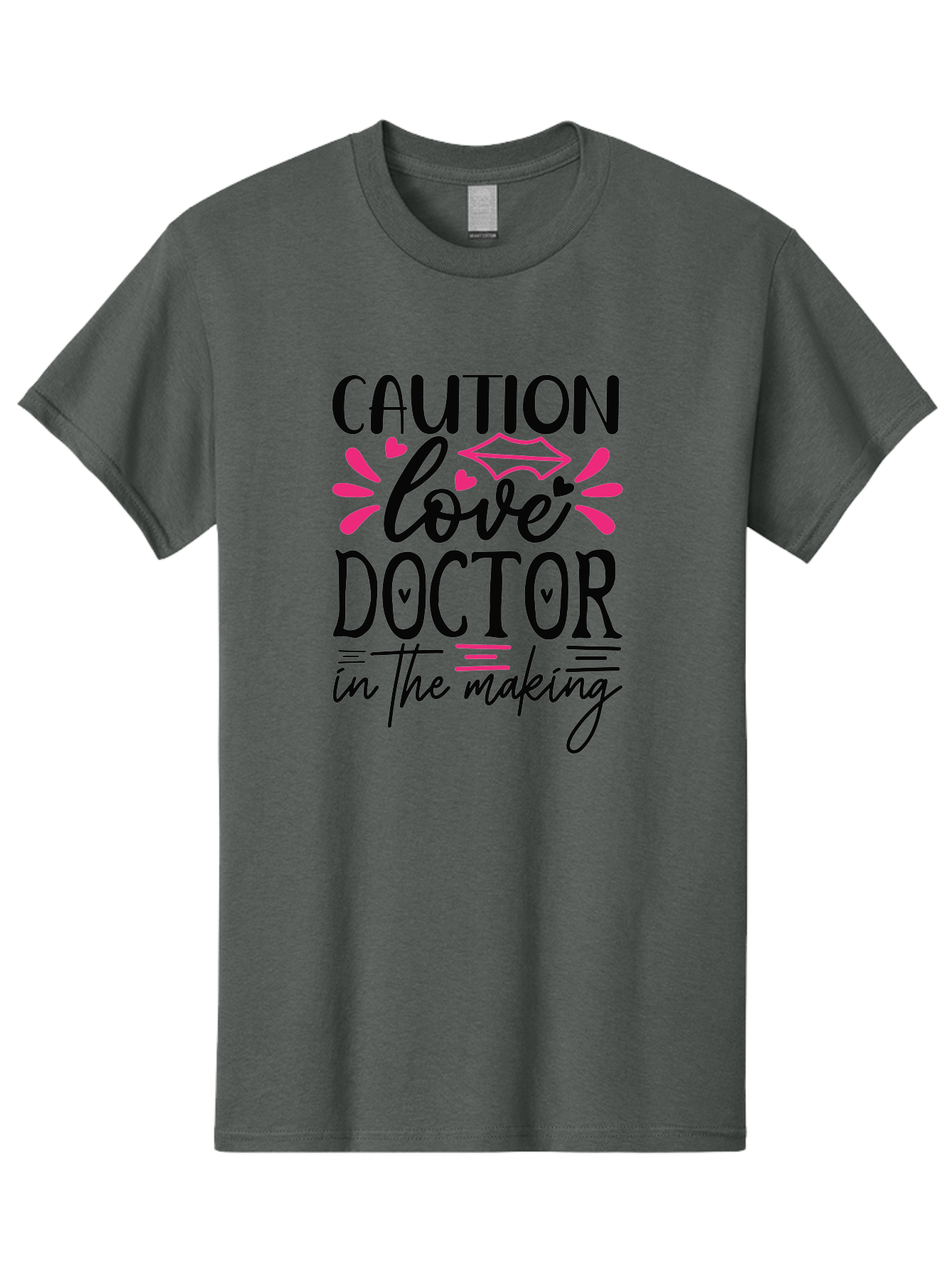 Caution Love Doctor In The Making Men'S Graphic Tee, 100% Cotton, Comfortable Casual Summer Wear, Machine Washable, Funny Quote, Cute Design, Medical Humor, Doctor In Training, Love Doctor, Funny Medical Quote, Quirky Medical Humor, Aae171