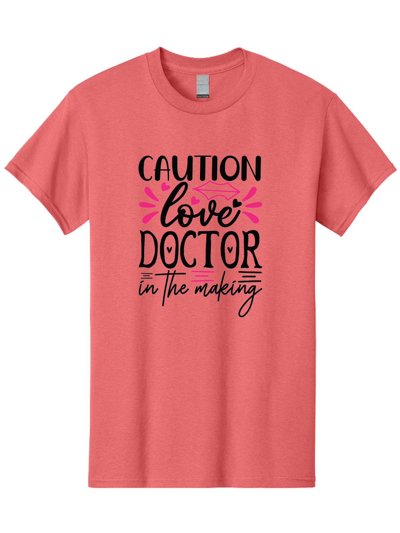Caution Love Doctor In The Making Men'S Graphic Tee, 100% Cotton, Comfortable Casual Summer Wear, Machine Washable, Funny Quote, Cute Design, Medical Humor, Doctor In Training, Love Doctor, Funny Medical Quote, Quirky Medical Humor, Aae171