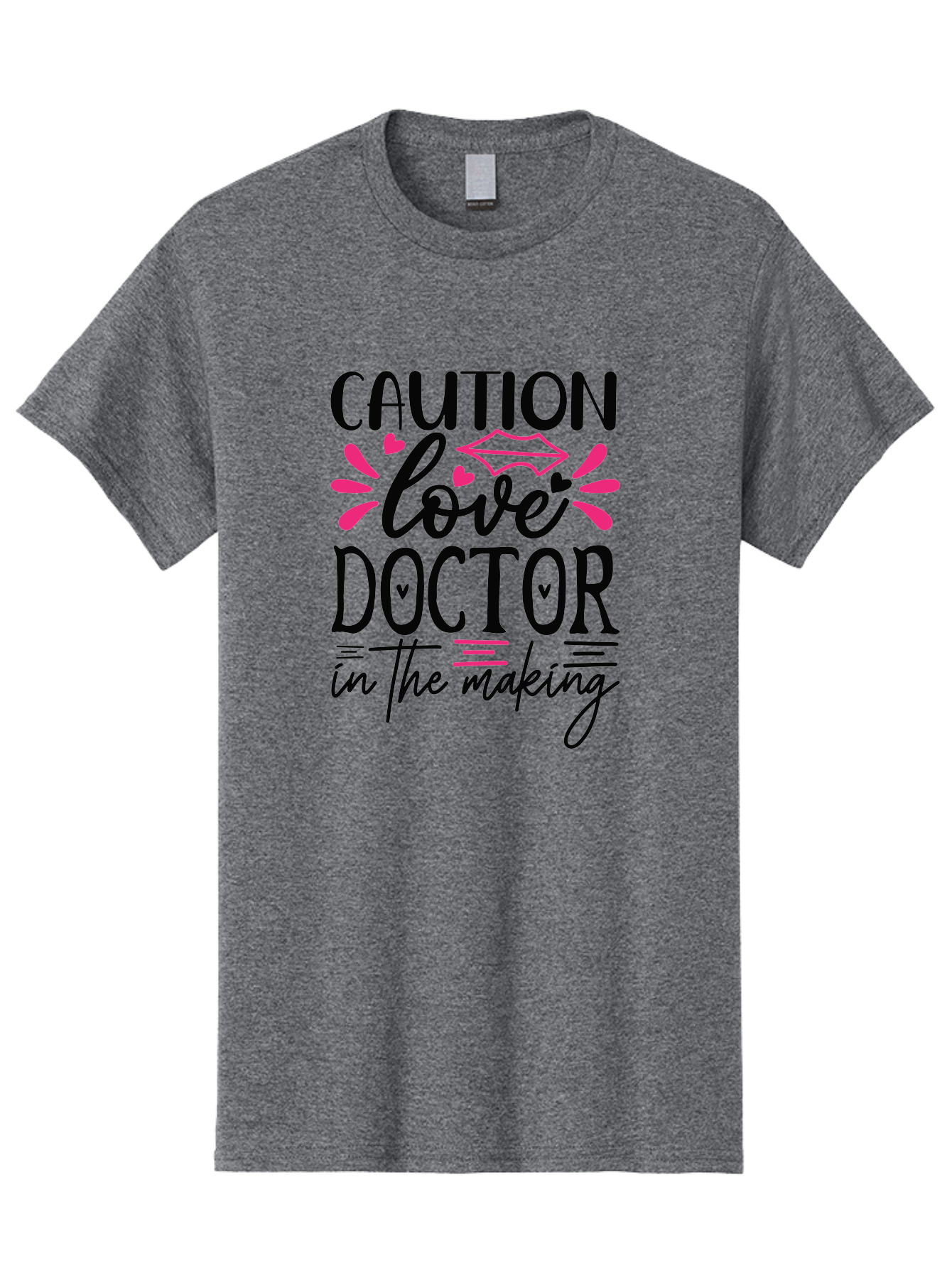 Caution Love Doctor In The Making Men'S Graphic Tee, 100% Cotton, Comfortable Casual Summer Wear, Machine Washable, Funny Quote, Cute Design, Medical Humor, Doctor In Training, Love Doctor, Funny Medical Quote, Quirky Medical Humor, Aae171